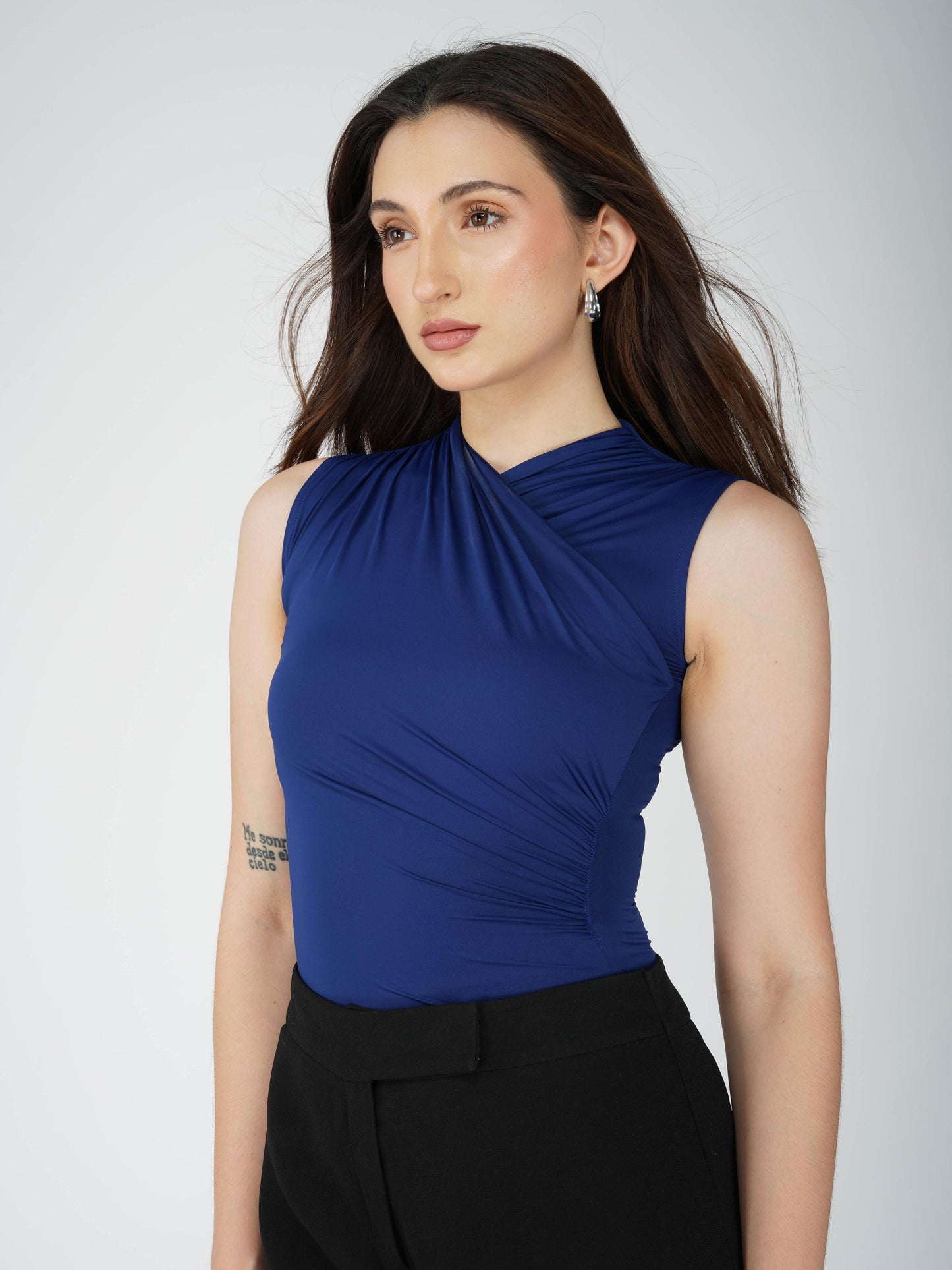 Blue Overlap Bodysuit - Glint Bodysuit (Navy)