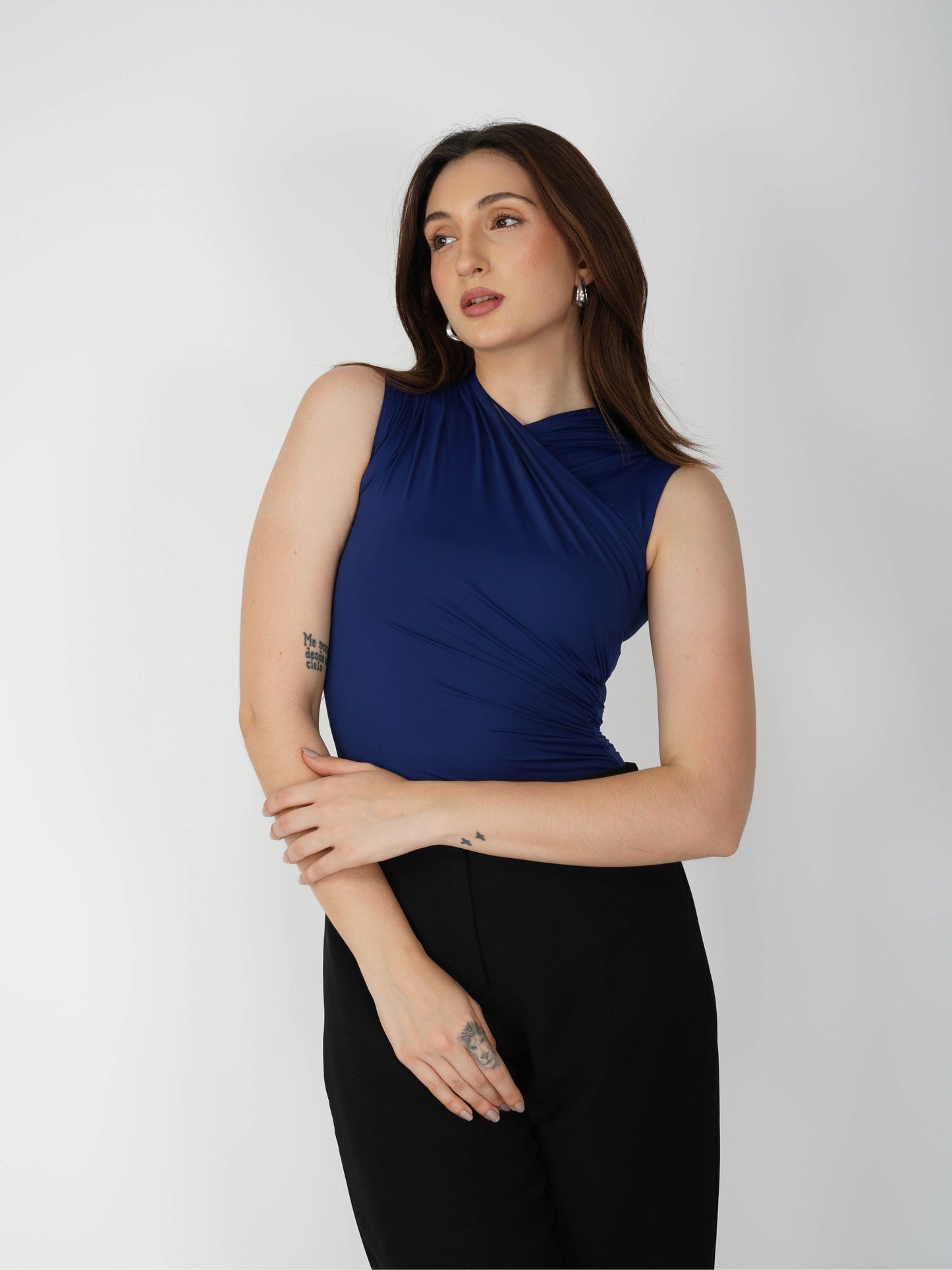 Blue Overlap Bodysuit - Glint Bodysuit (Navy)