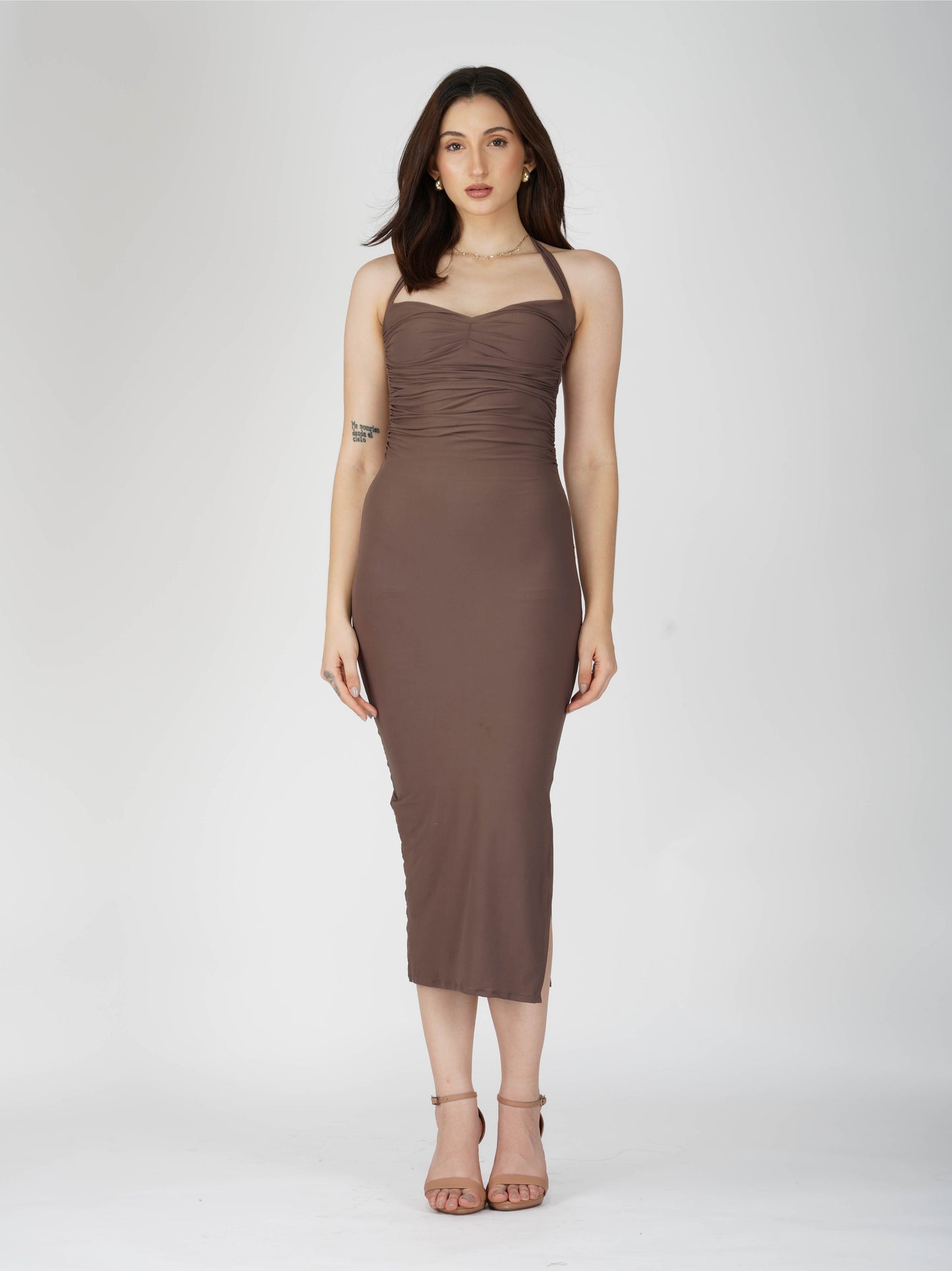Brown Sweetheart Neckline Dress - Ray Dress (Coco)