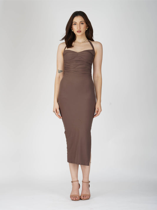 Brown Sweetheart Neckline Dress - Ray Dress (Coco)