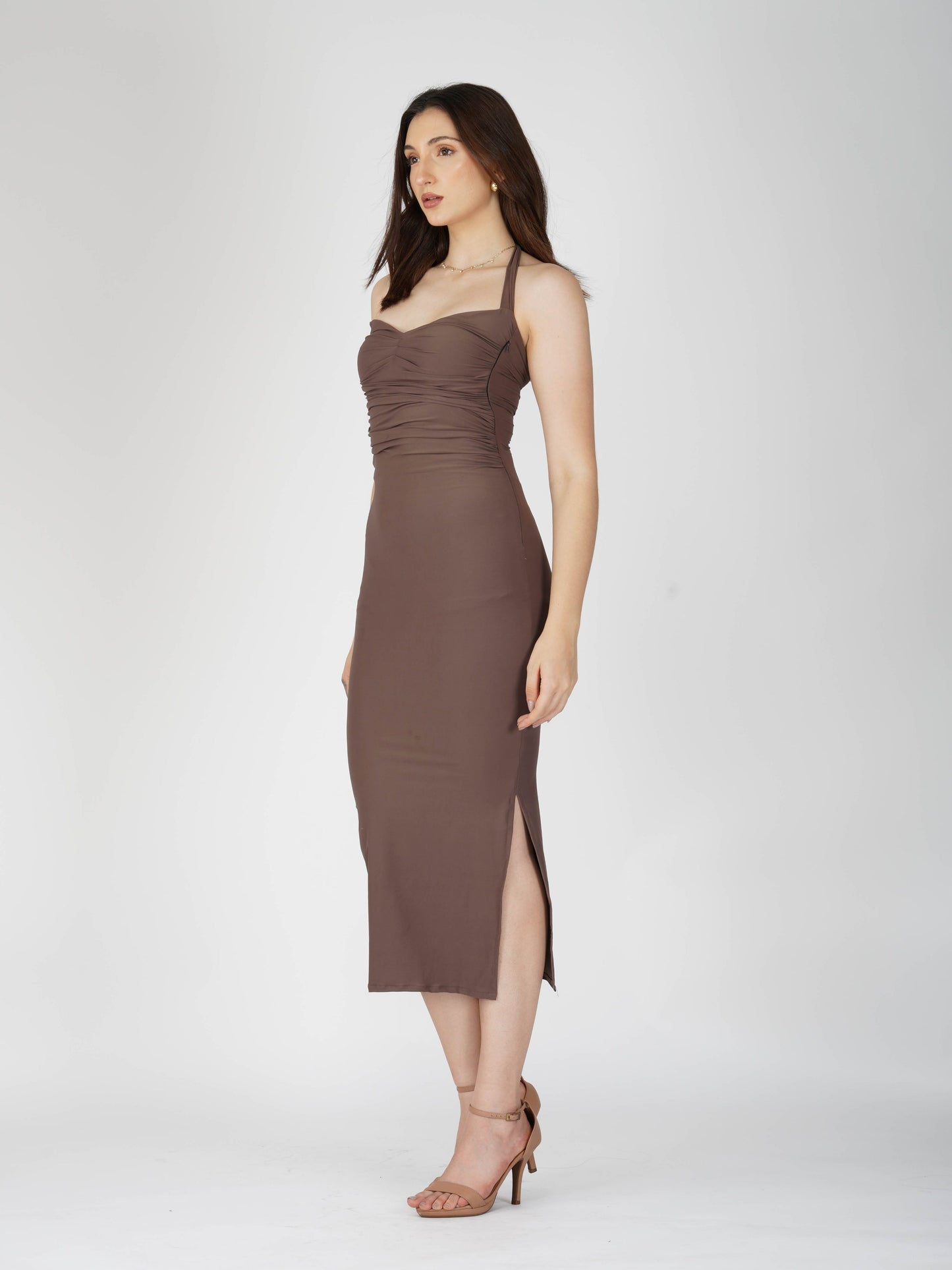 Brown Sweetheart Neckline Dress - Ray Dress (Coco)