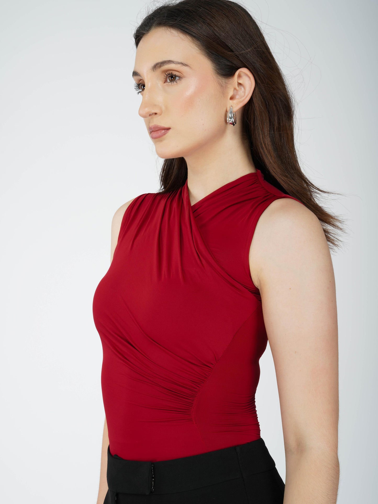 Red Overlap Bodysuit - Glint Bodysuit (Cherry)