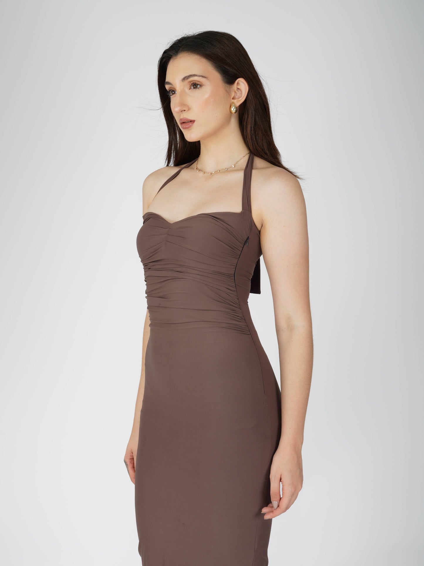 Brown Sweetheart Neckline Dress - Ray Dress (Coco)