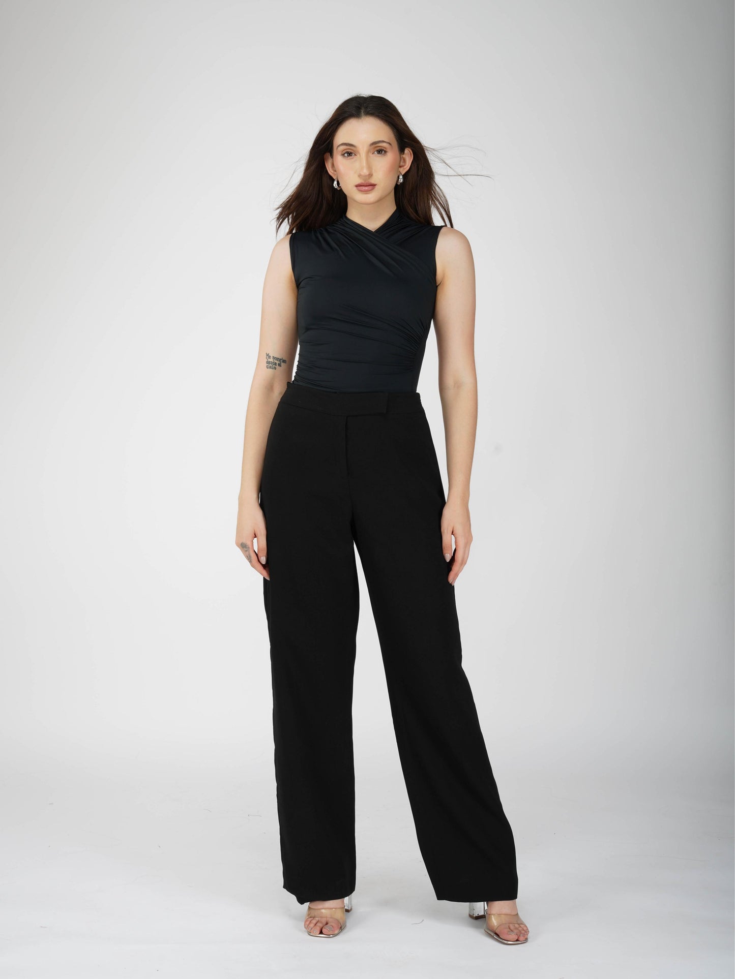 Black Overlap Bodysuit - Glint Bodysuit (Onyx)