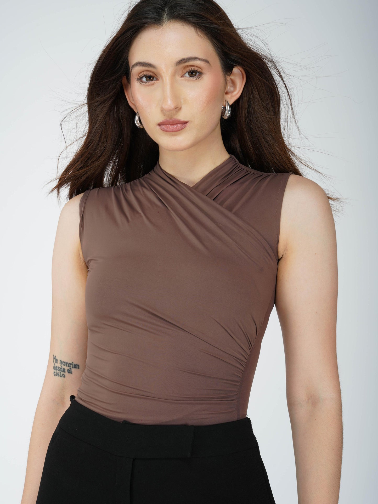 Brown Overlap Bodysuit - Glint Bodysuit (Coco)