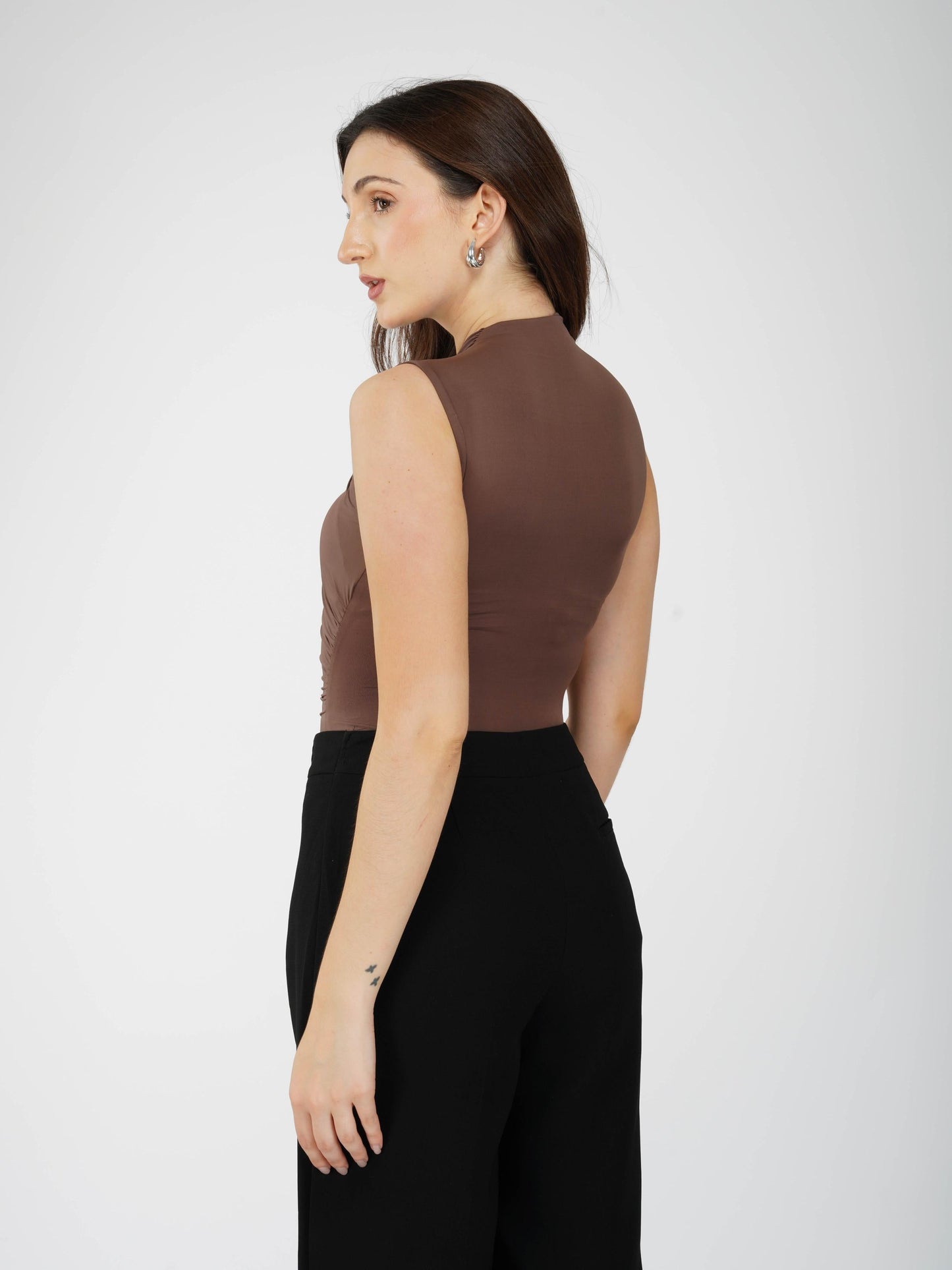 Brown Overlap Bodysuit - Glint Bodysuit (Coco)