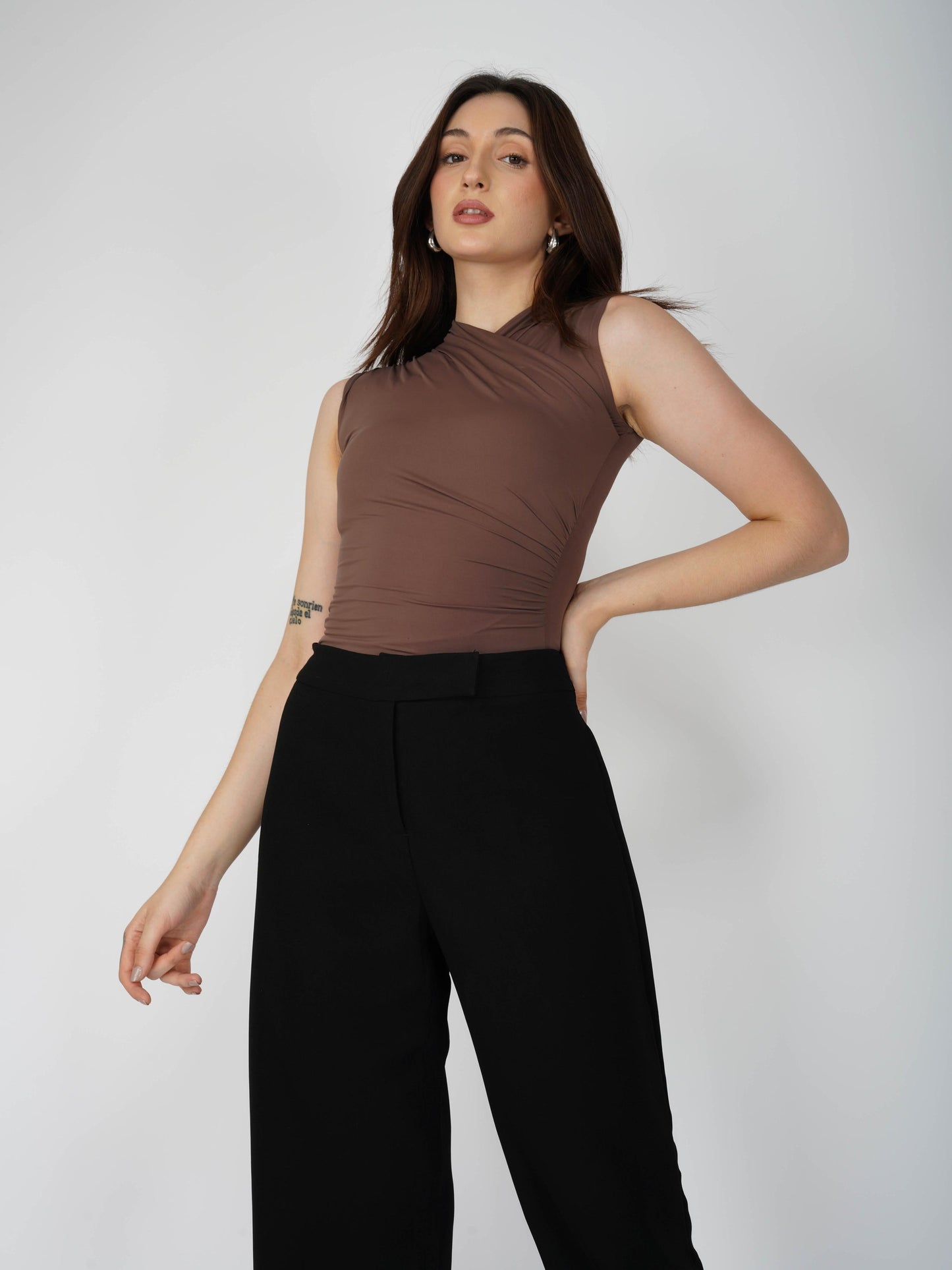 Brown Overlap Bodysuit - Glint Bodysuit (Coco)