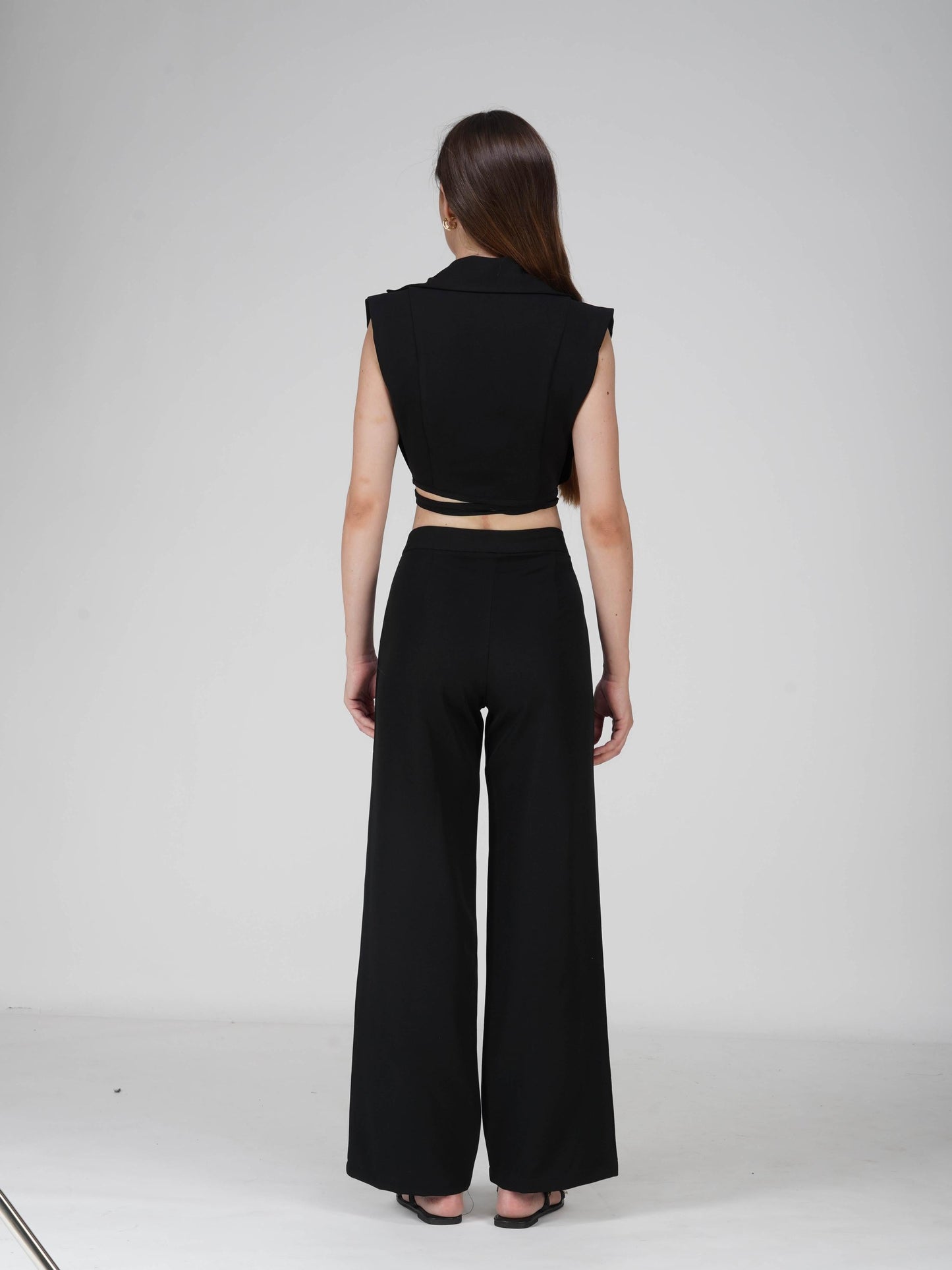 Black Overlap Crop Blazer Set - Lucid Set (Onyx)