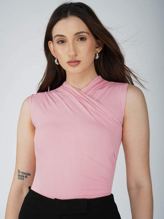 Pink Overlap Bodysuit - Glint Bodysuit (Flamingo)