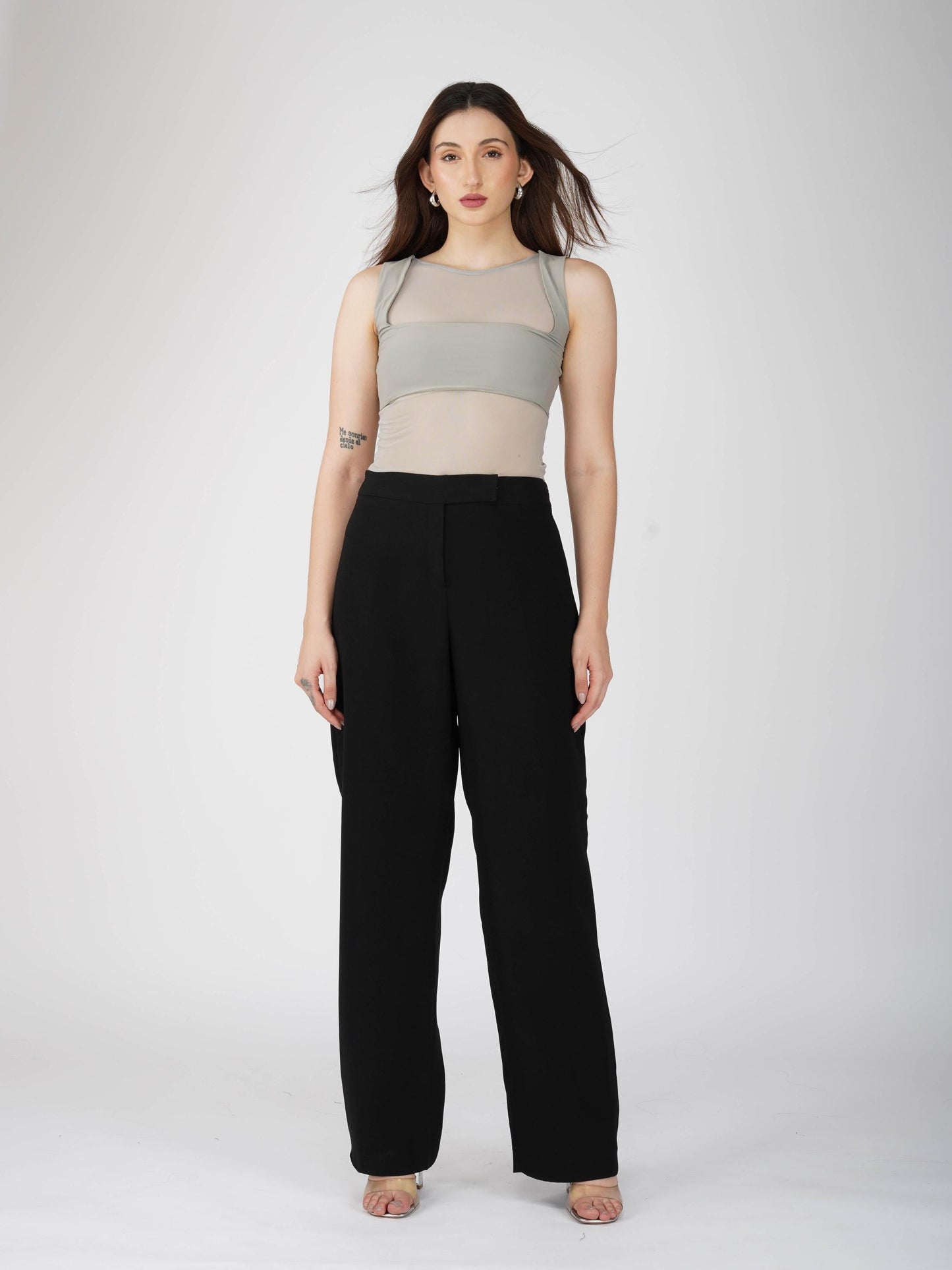 Grey Mesh Bodysuit - Clear Bodysuit (Ash)