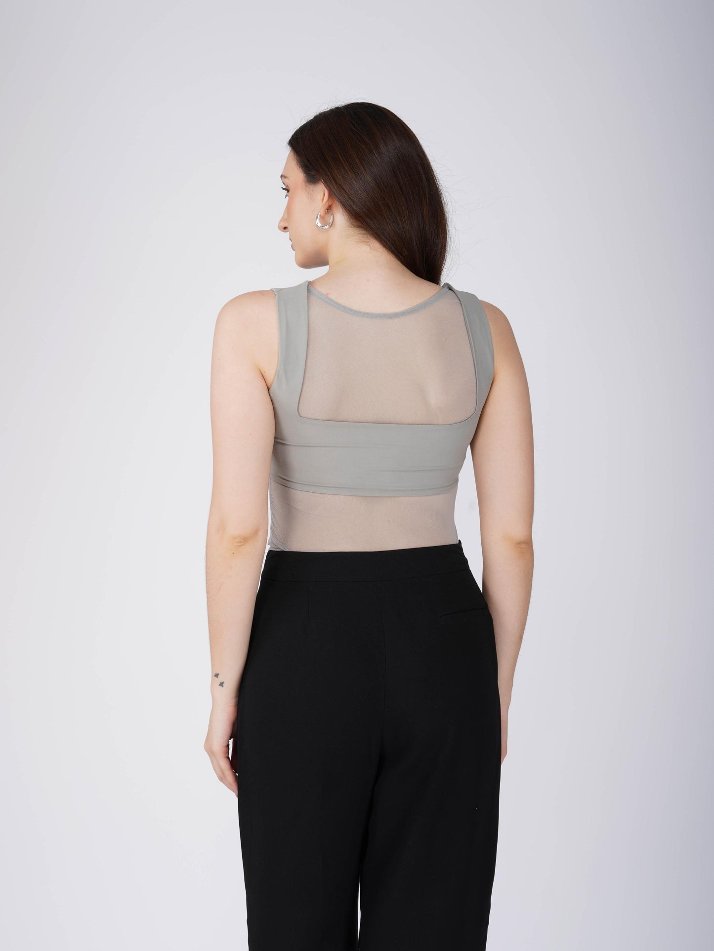 Grey Mesh Bodysuit - Clear Bodysuit (Ash)