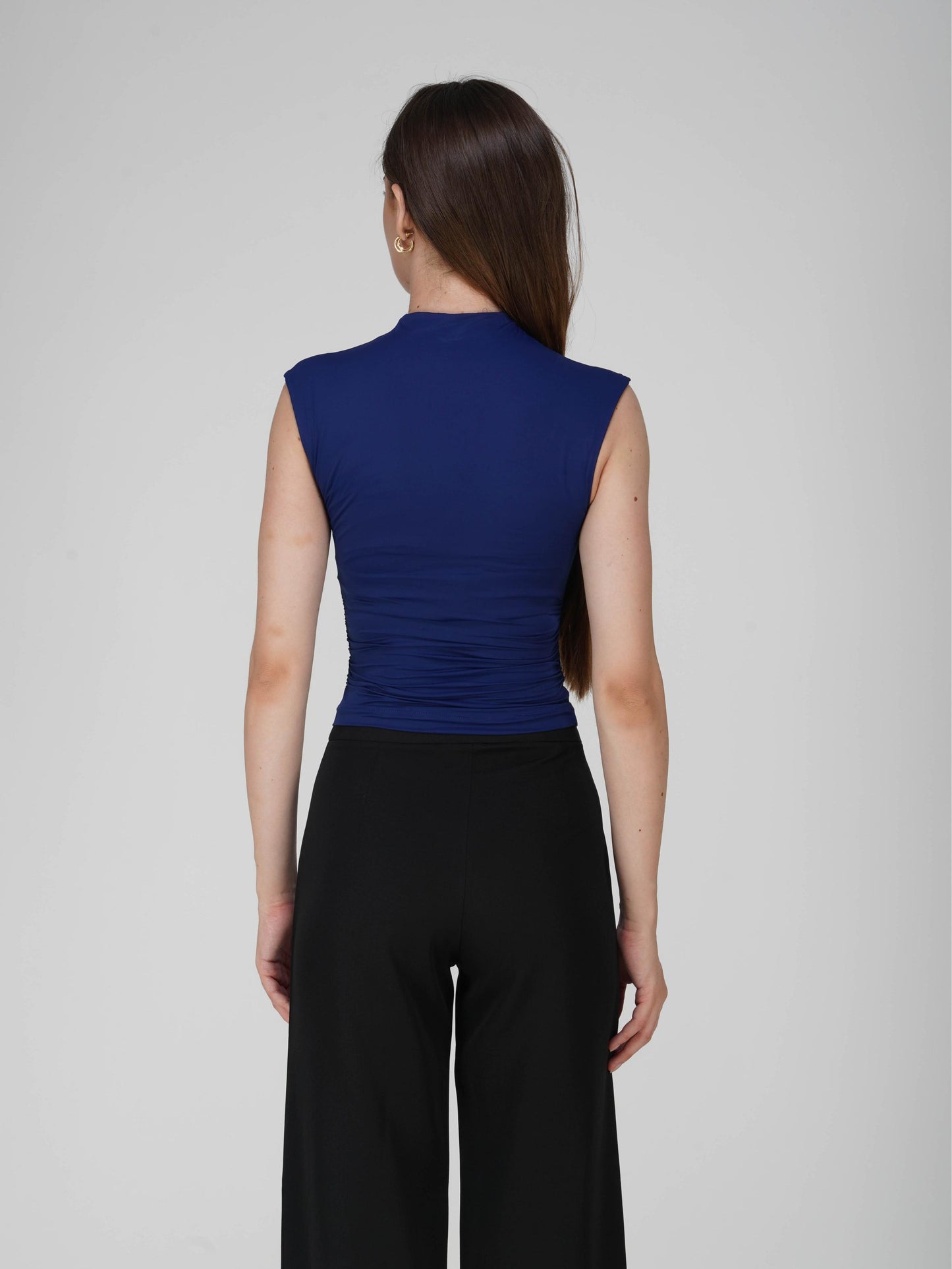 Blue Collared Yoke Top - Beam Tee (Navy)