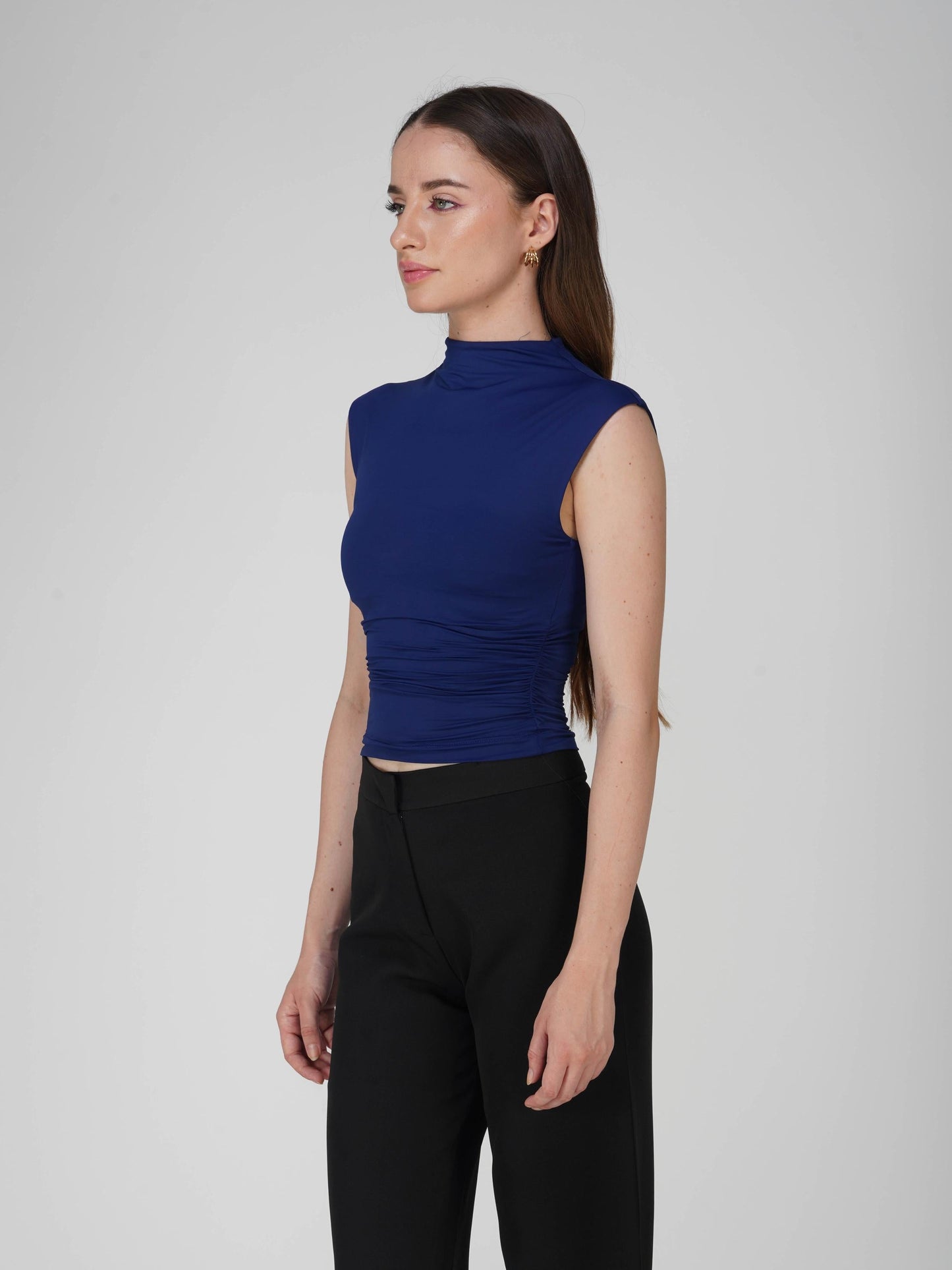 Blue Collared Yoke Top - Beam Tee (Navy)