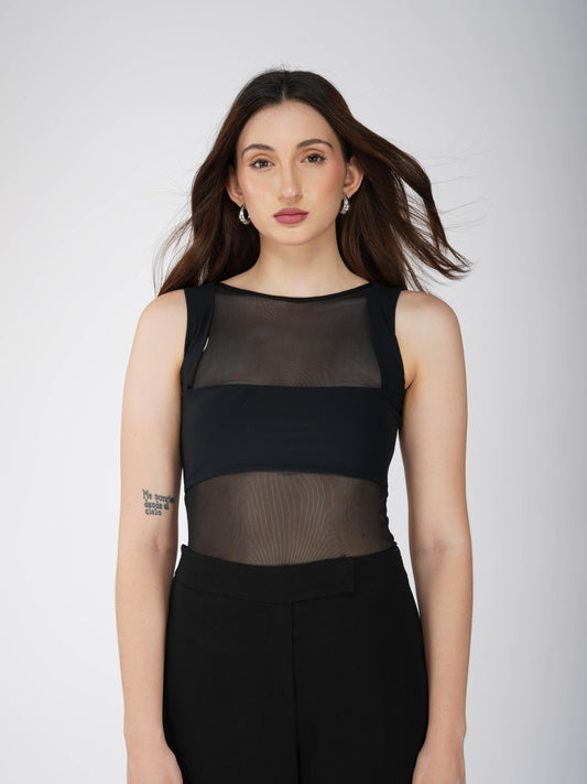 Black Mesh Bodysuit - Clear Bodysuit (Onyx)