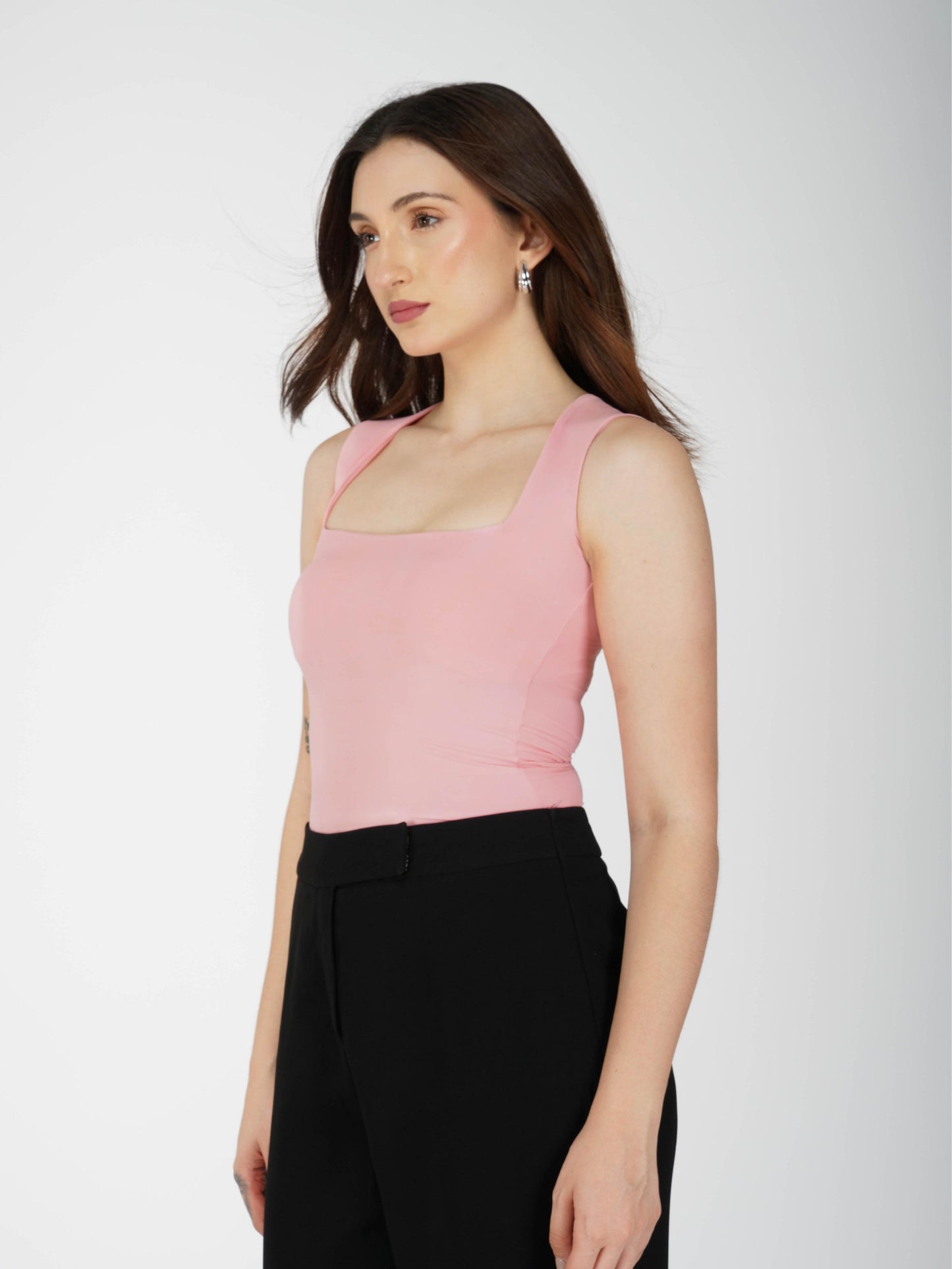 Pink Square Neck Bodysuit - Echo Bodysuit (Flamingo)
