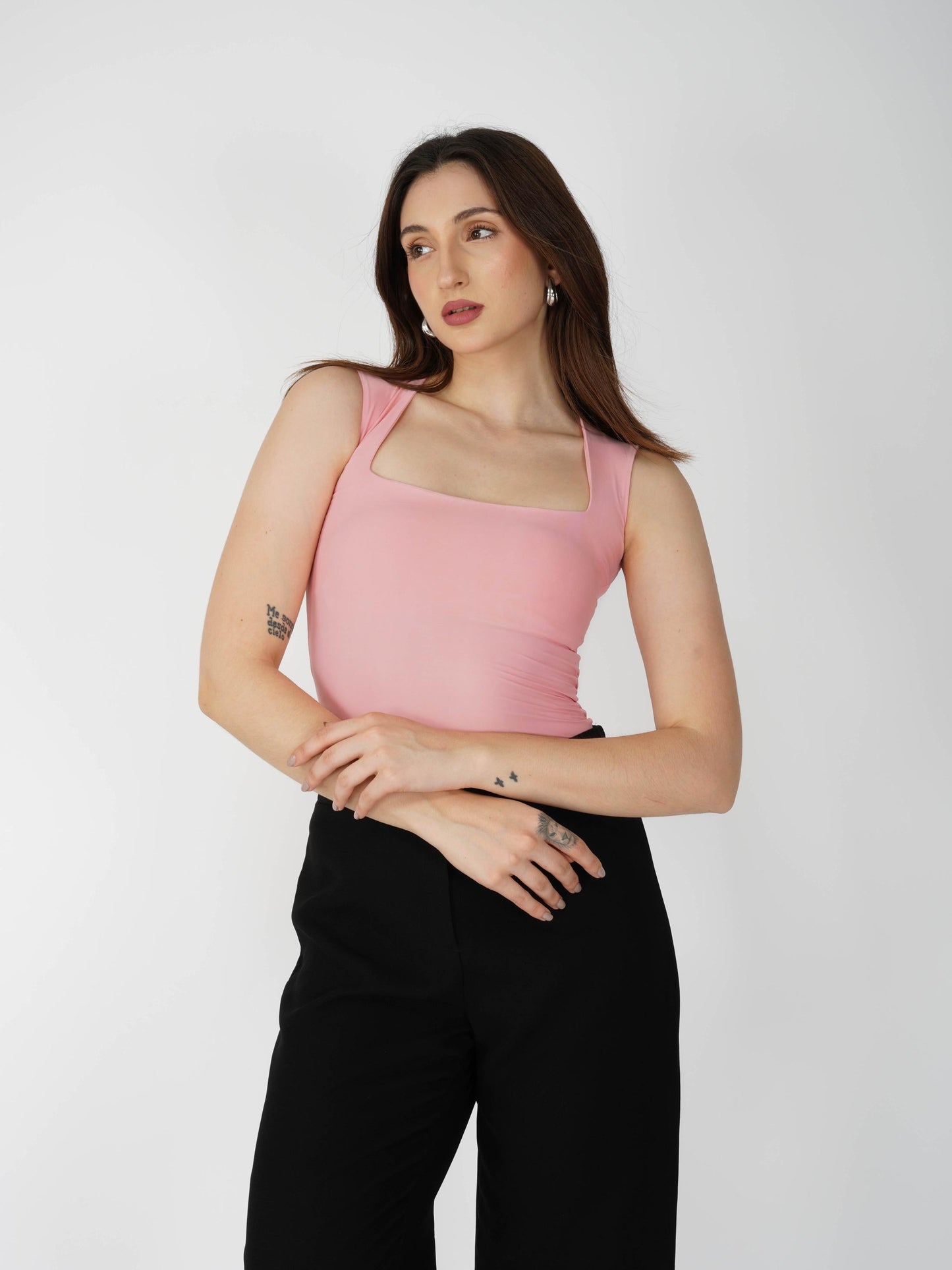 Pink Square Neck Bodysuit - Echo Bodysuit (Flamingo)