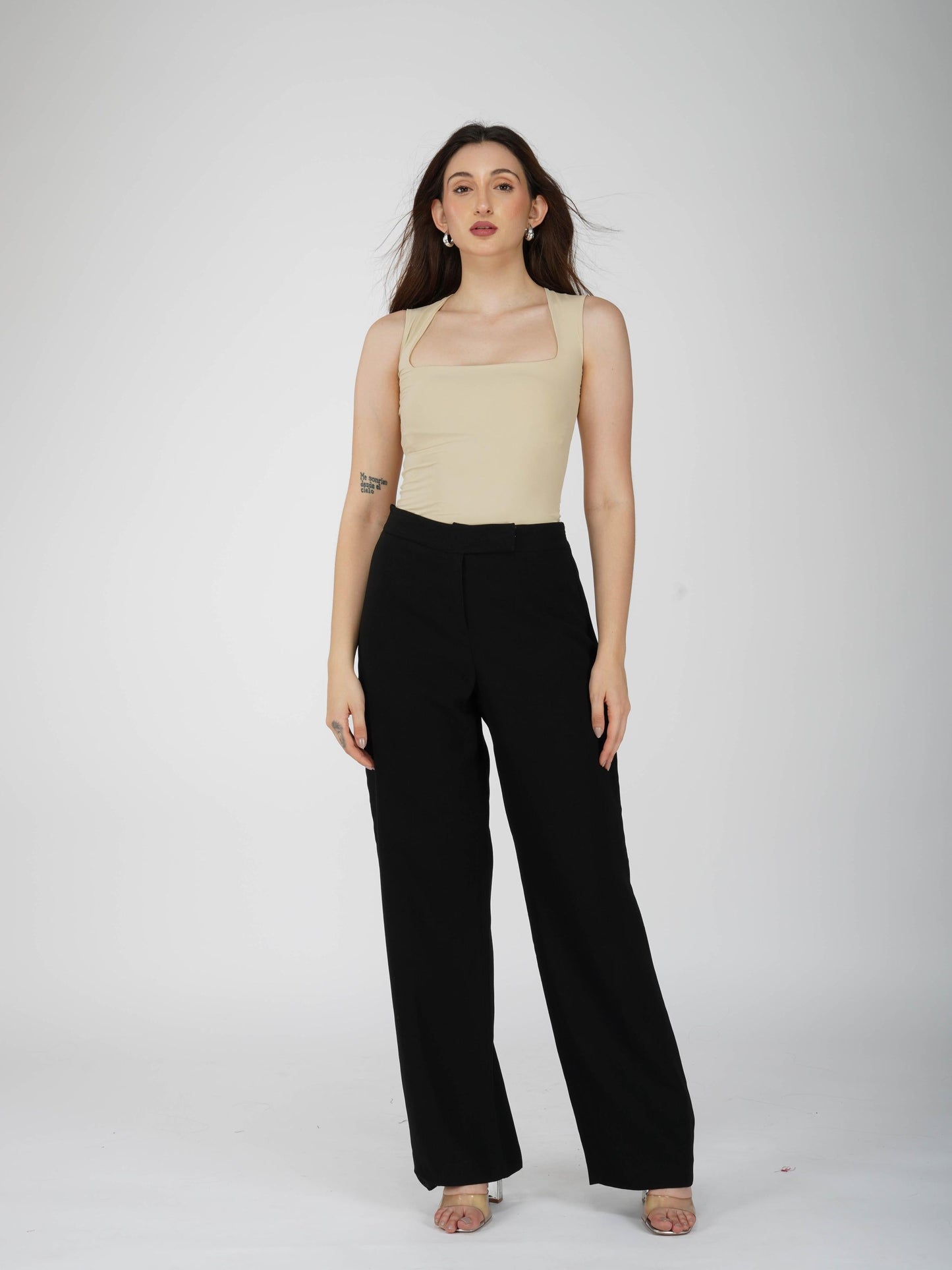 Beige Square Neck Bodysuit - Echo Bodysuit (Sand)