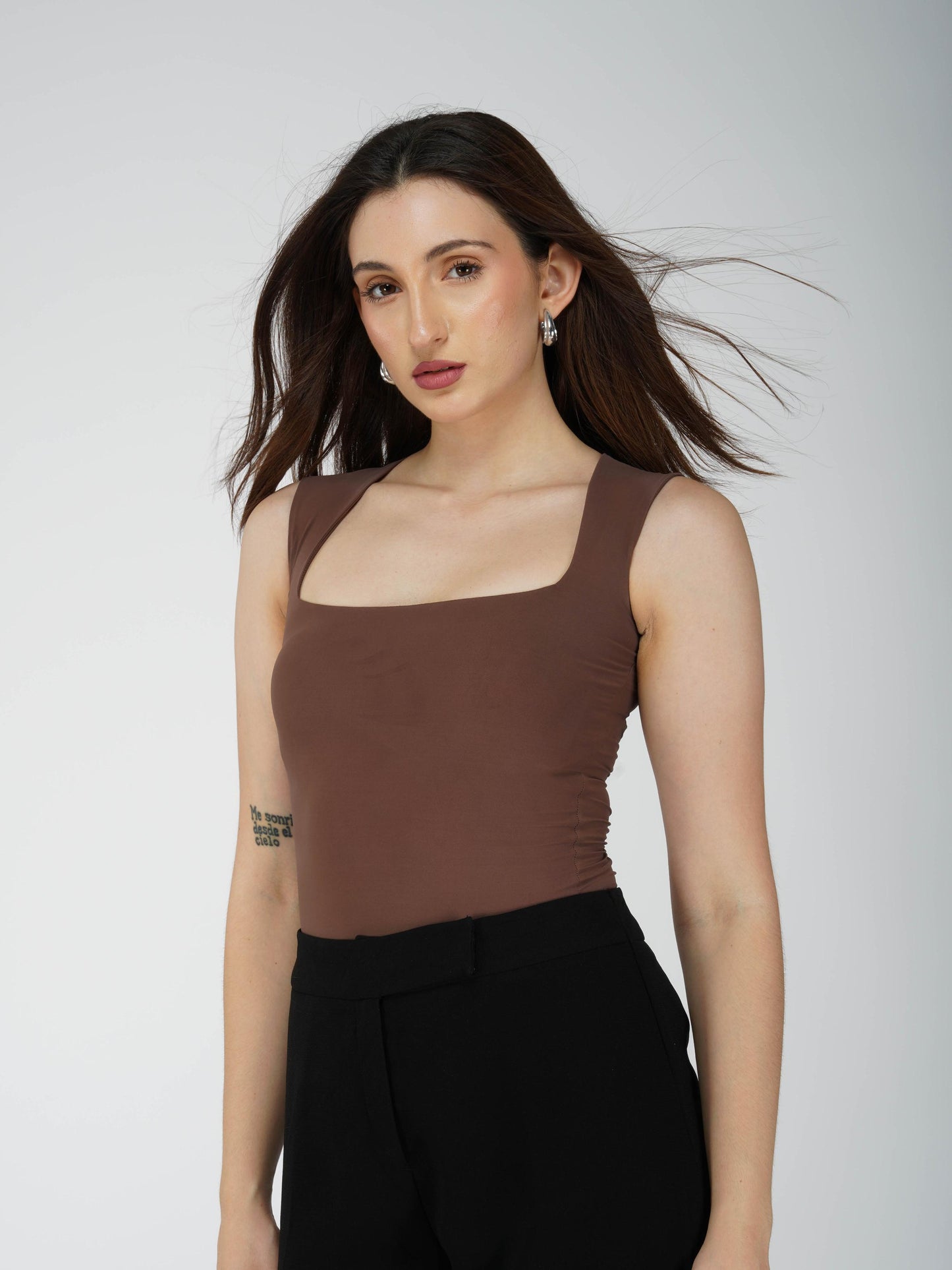 Brown Square Neck Bodysuit - Echo Bodysuit (Coco)