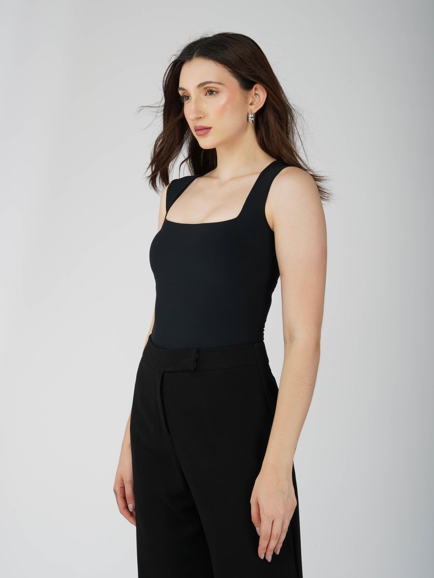 Black Square Neck Bodysuit - Echo Bodysuit (Onyx)