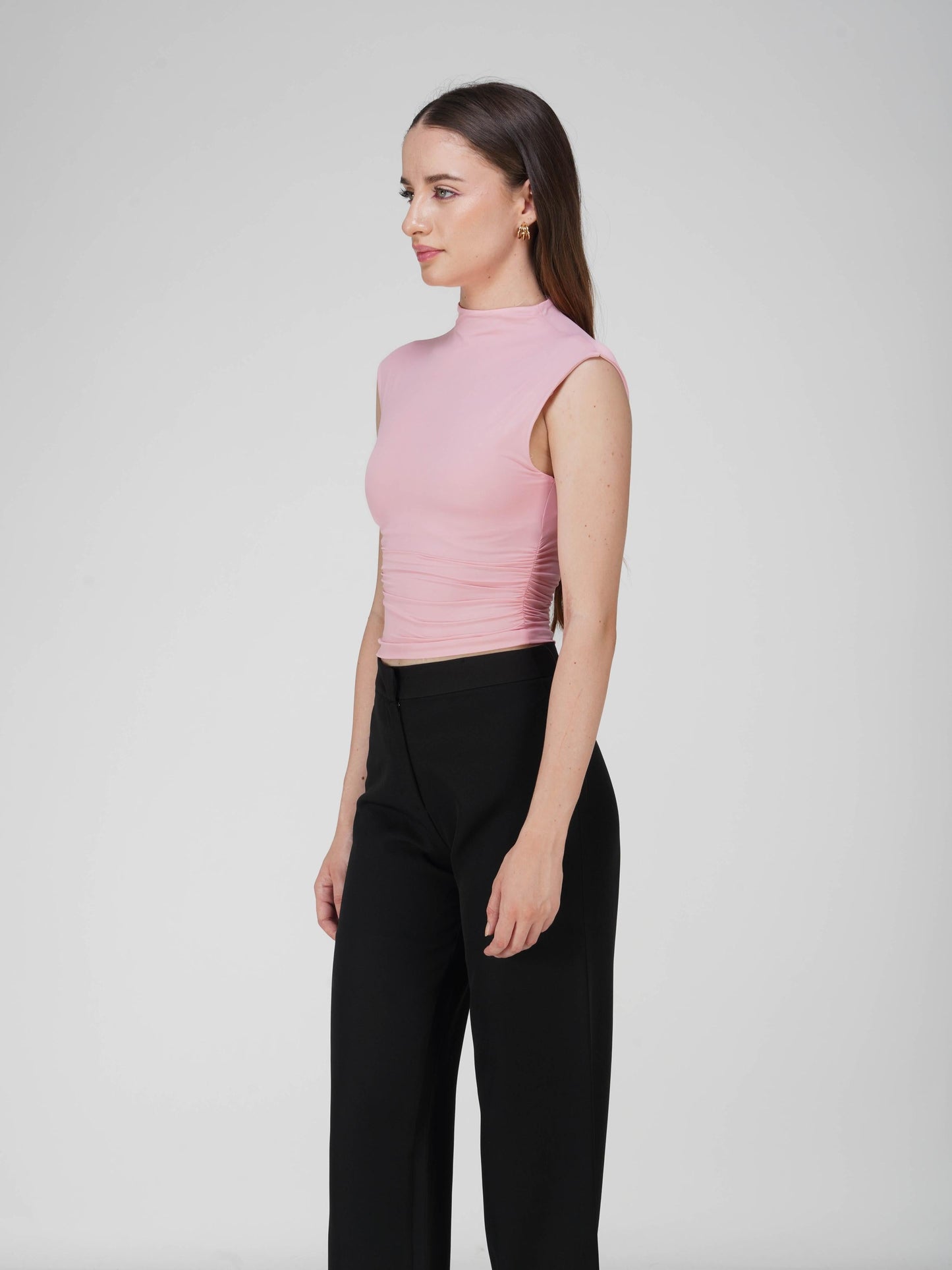Pink Collared Yoke Top  - Beam Tee (Flamingo)