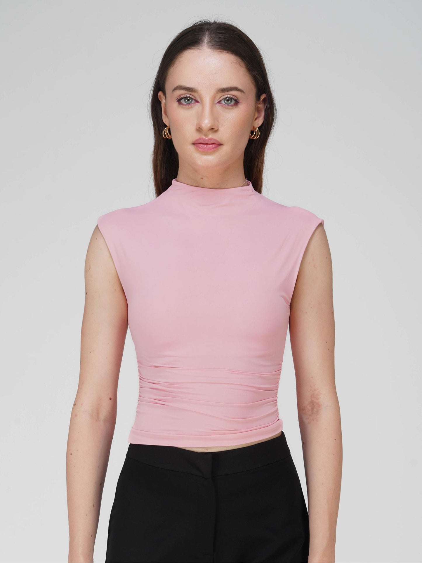 Pink Collared Yoke Top  - Beam Tee (Flamingo)
