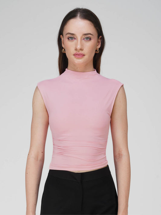 Pink Collared Yoke Top  - Beam Tee (Flamingo)