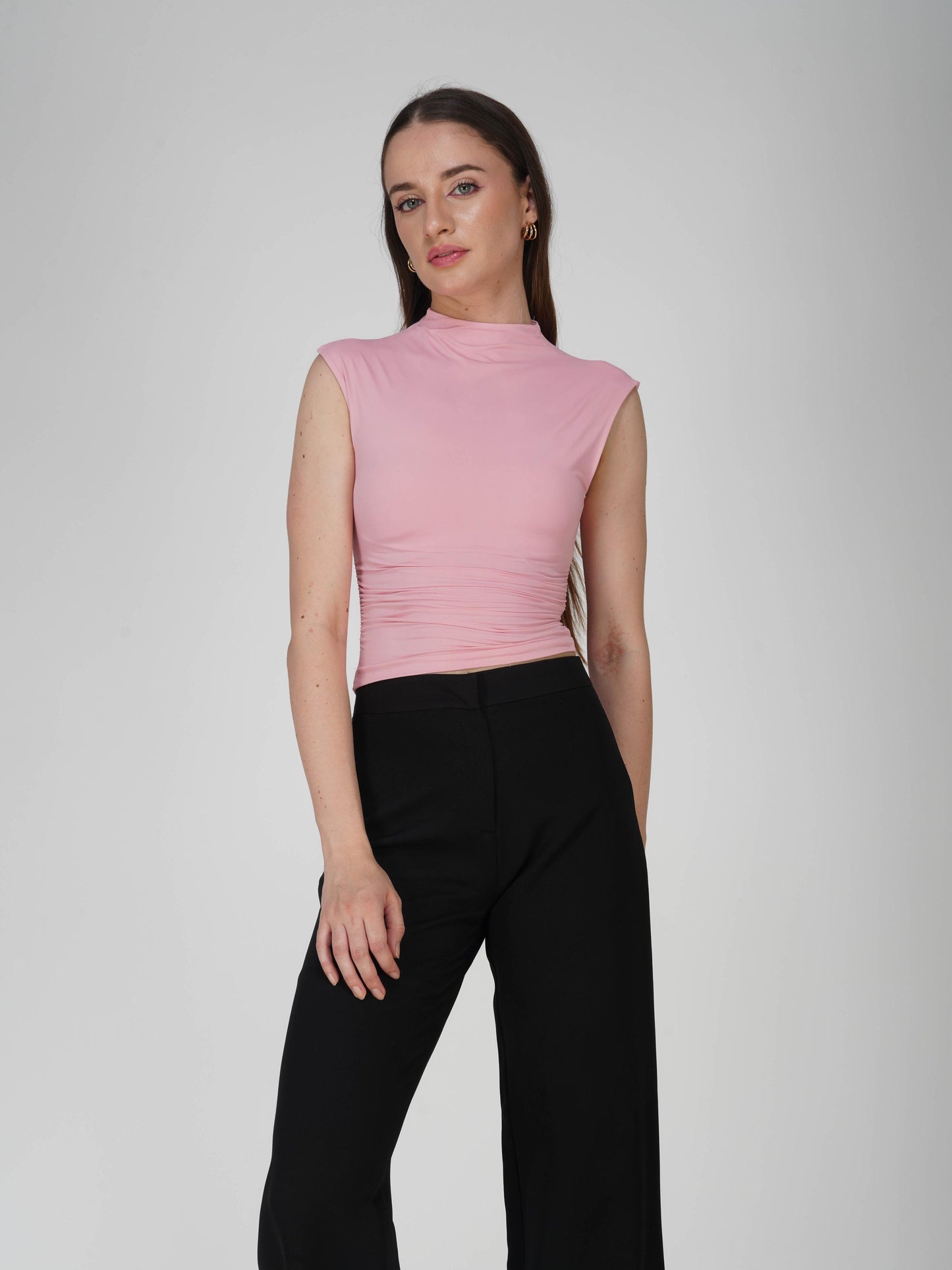 Pink Collared Yoke Top  - Beam Tee (Flamingo)