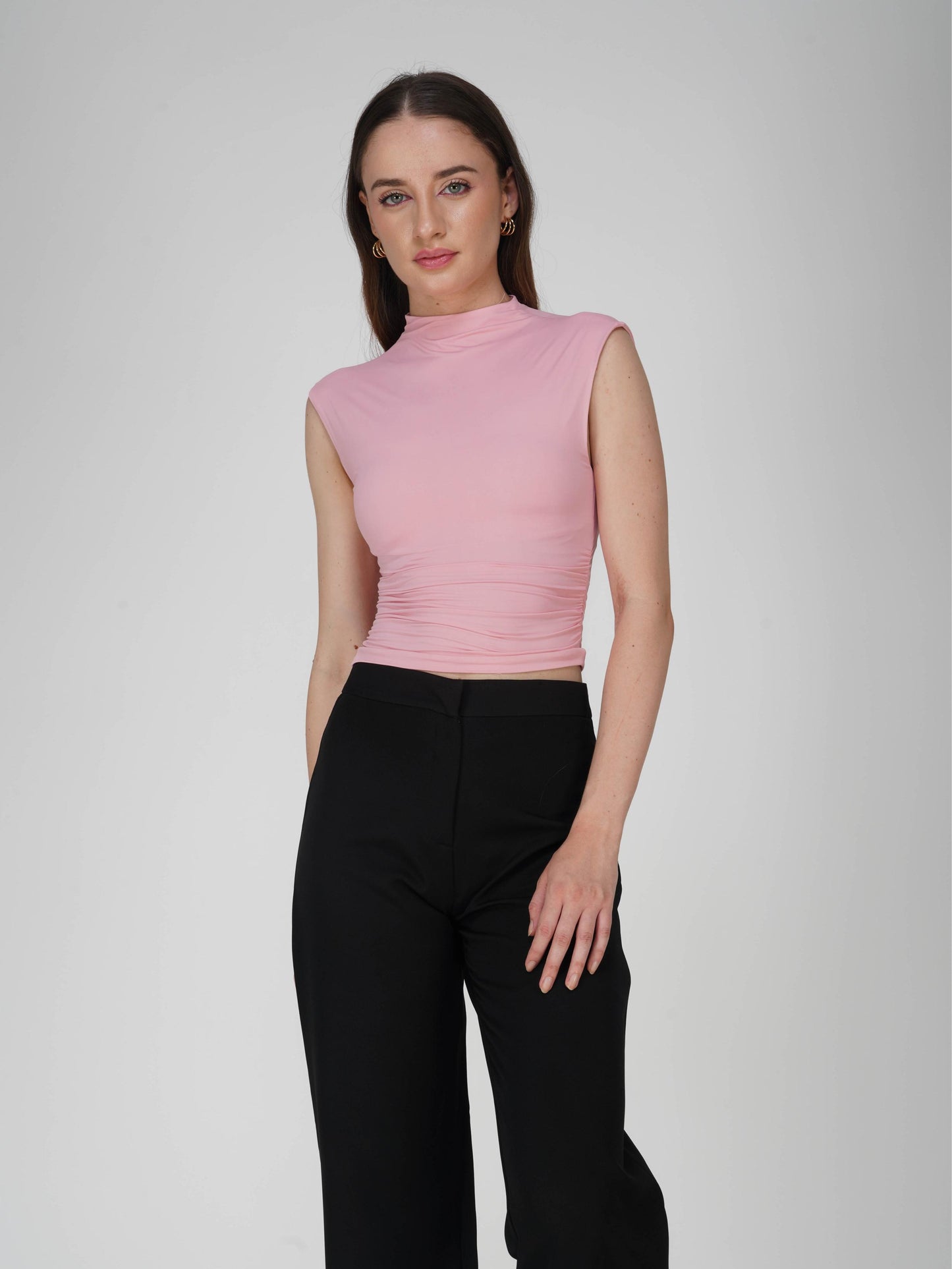 Pink Collared Yoke Top  - Beam Tee (Flamingo)