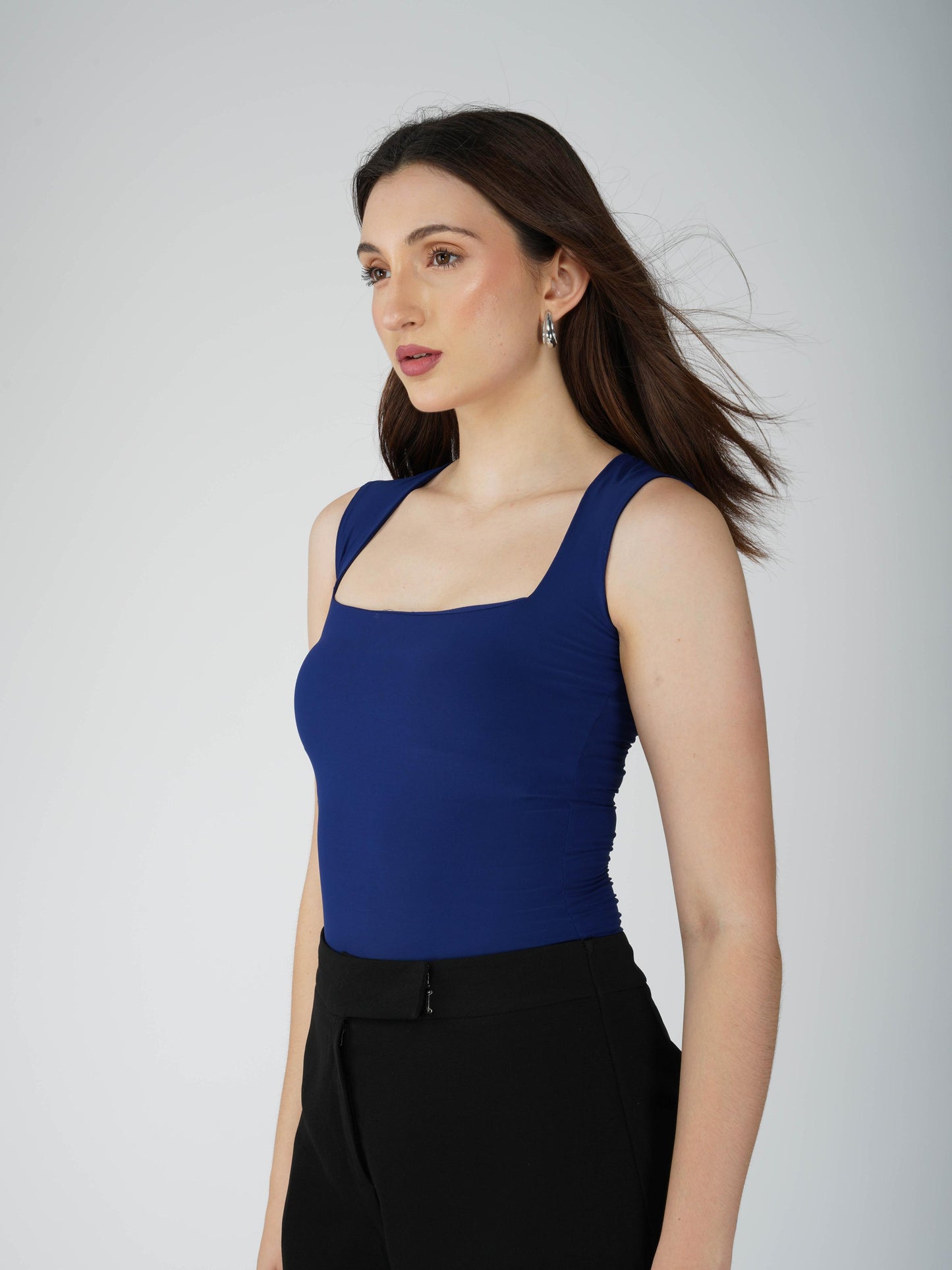 Blue Square Neck Bodysuit - Echo Bodysuit (Navy)