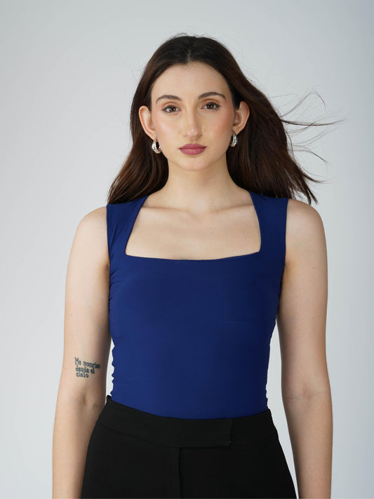 Blue Square Neck Bodysuit - Echo Bodysuit (Navy)