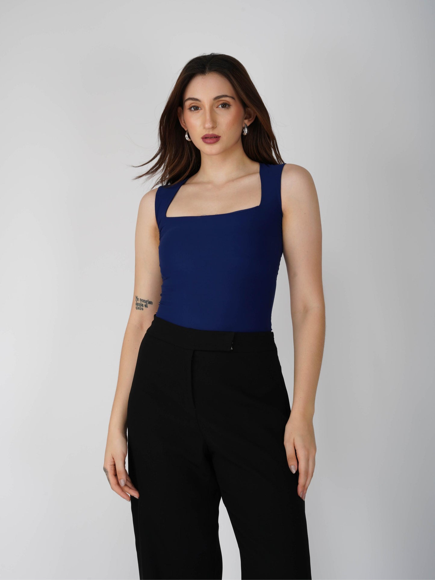 Blue Square Neck Bodysuit - Echo Bodysuit (Navy)