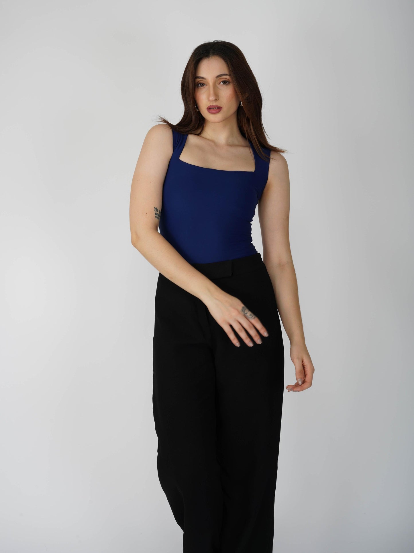 Blue Square Neck Bodysuit - Echo Bodysuit (Navy)