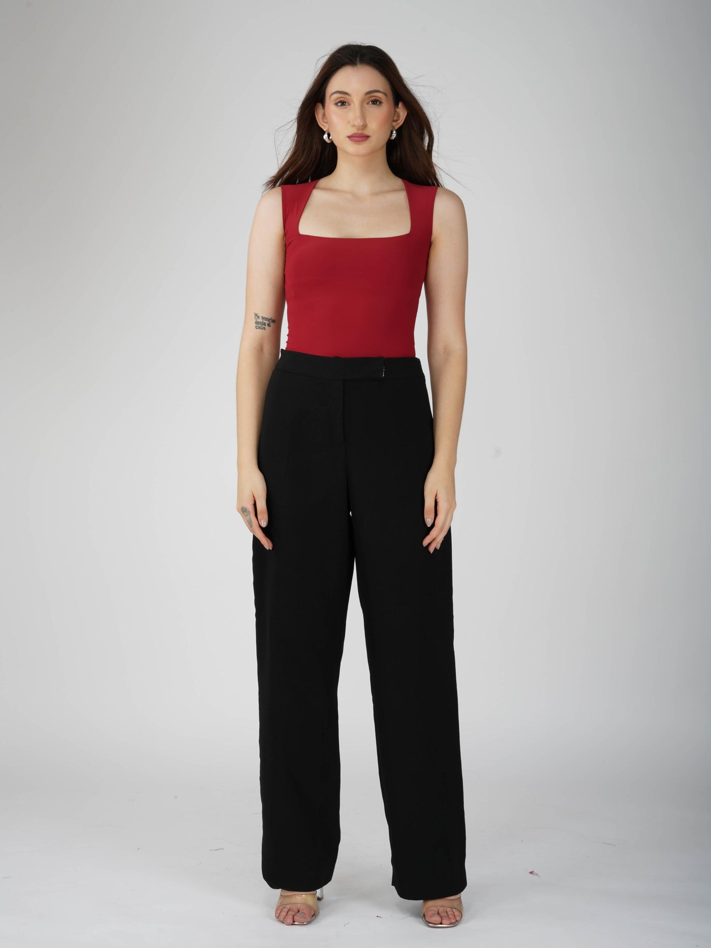 Red Square Neck Bodysuit - Echo Bodysuit (Cherry)
