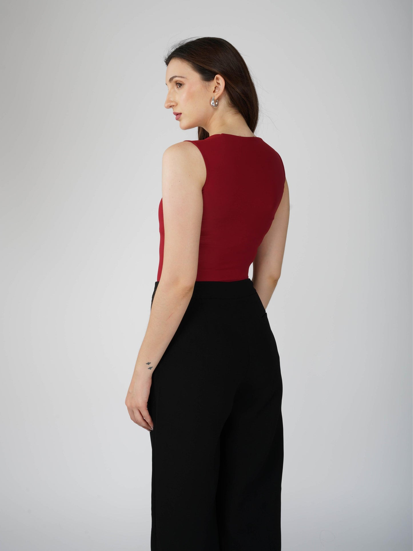 Red Square Neck Bodysuit - Echo Bodysuit (Cherry)