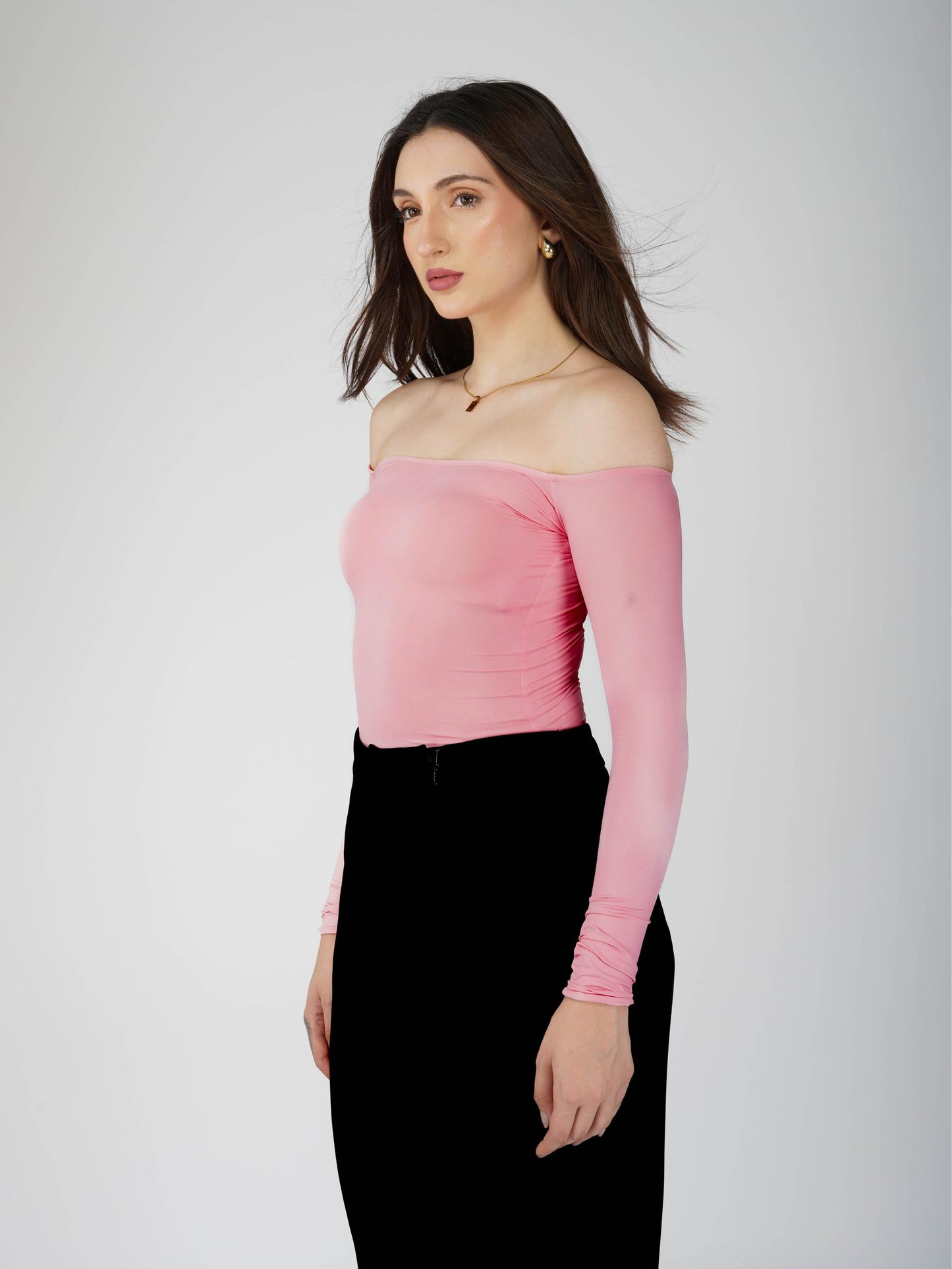 Pink Off-Shoulder Bodysuit - Glaze Bodysuit (Flamingo)