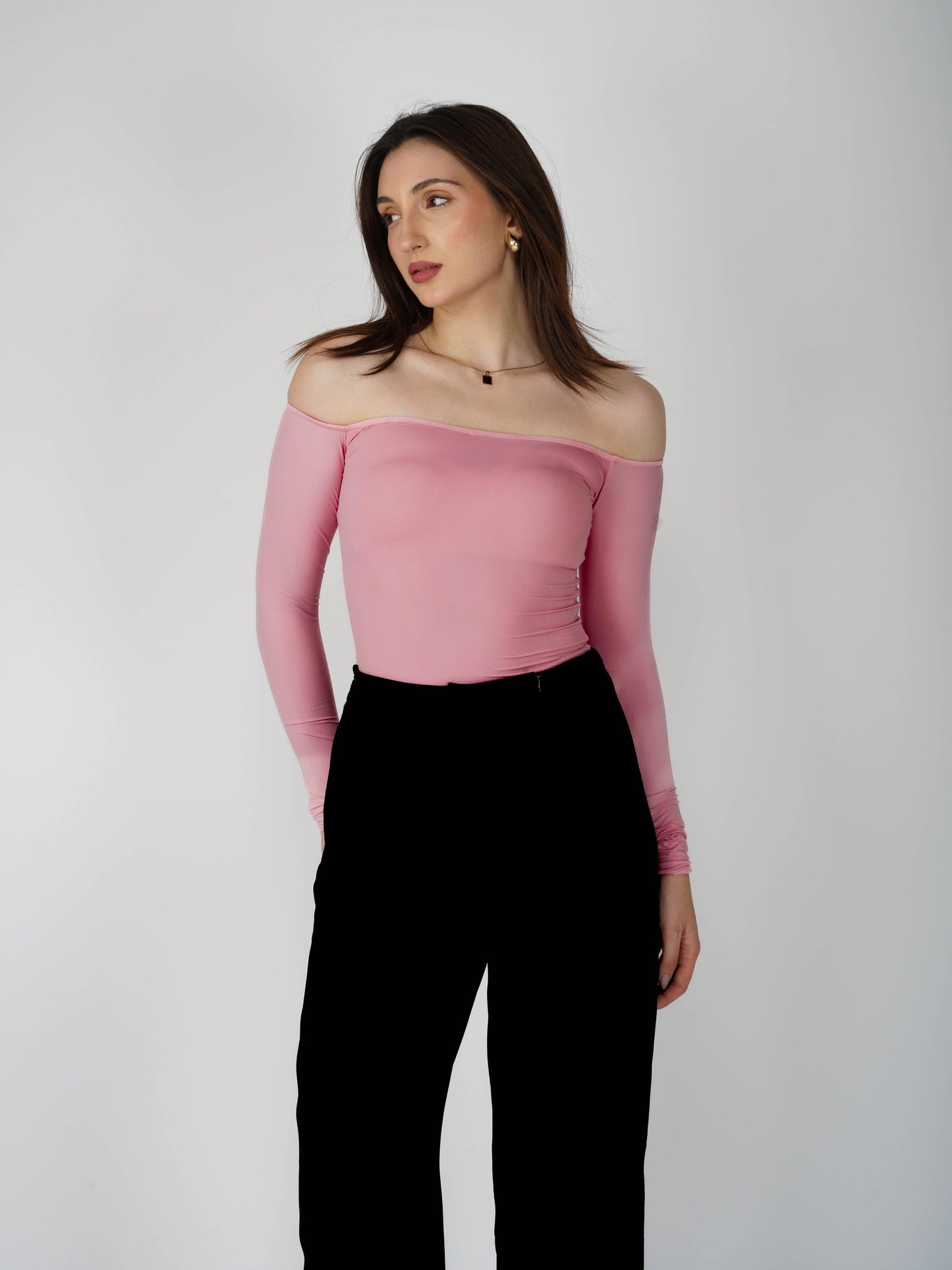 Pink Off-Shoulder Bodysuit - Glaze Bodysuit (Flamingo)