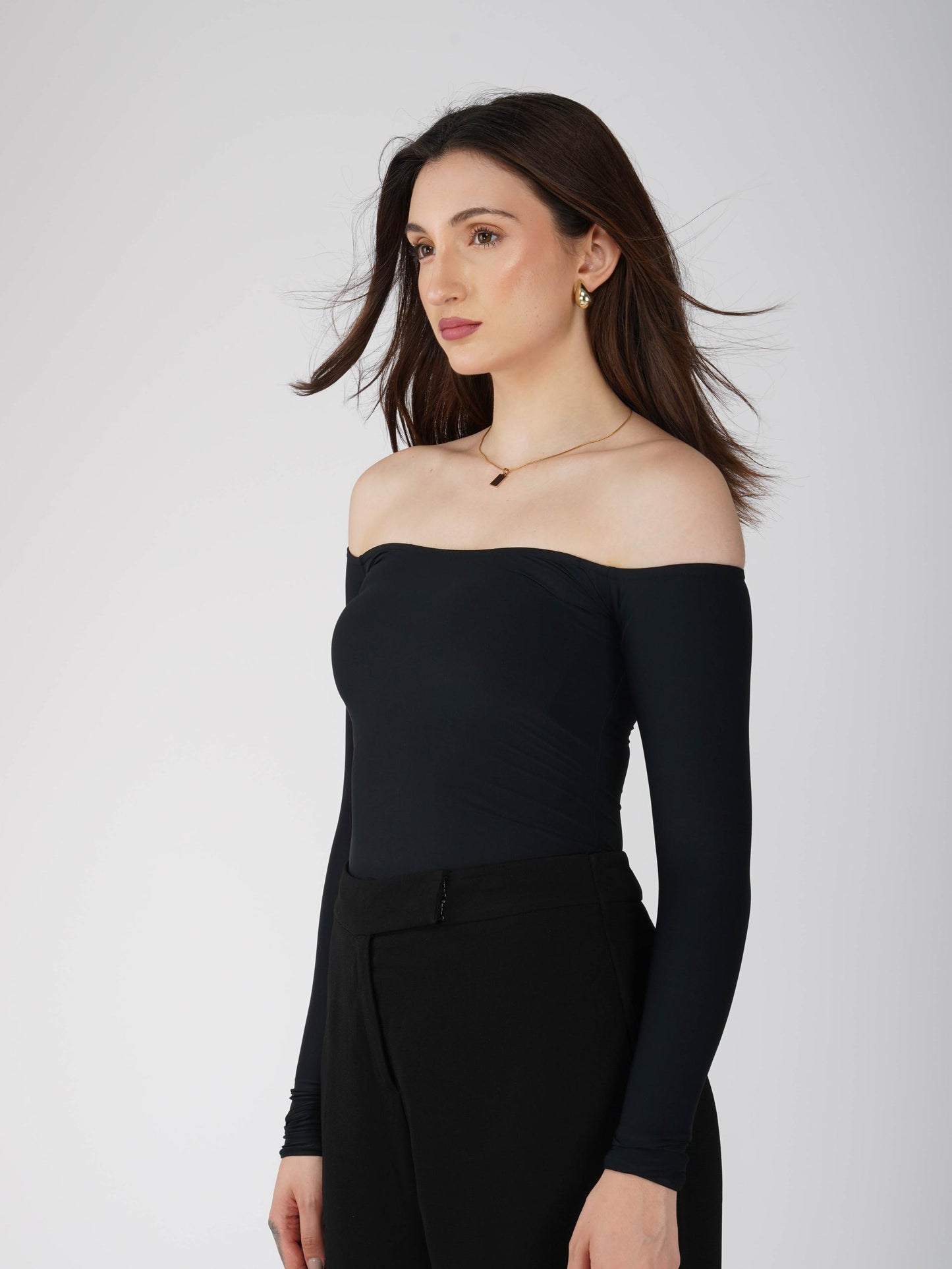 Black Off-Shoulder Bodysuit - Glaze Bodysuit (Onyx)