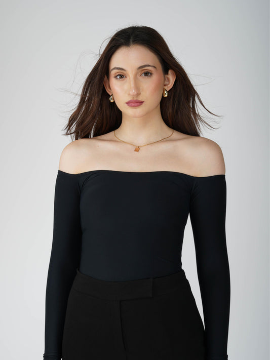 Black Off-Shoulder Bodysuit - Glaze Bodysuit (Onyx)