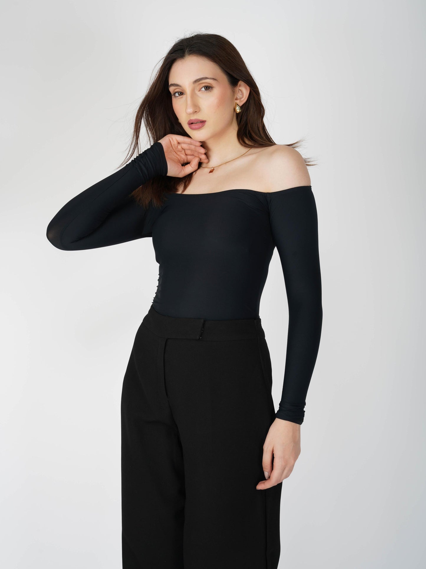 Black Off-Shoulder Bodysuit - Glaze Bodysuit (Onyx)