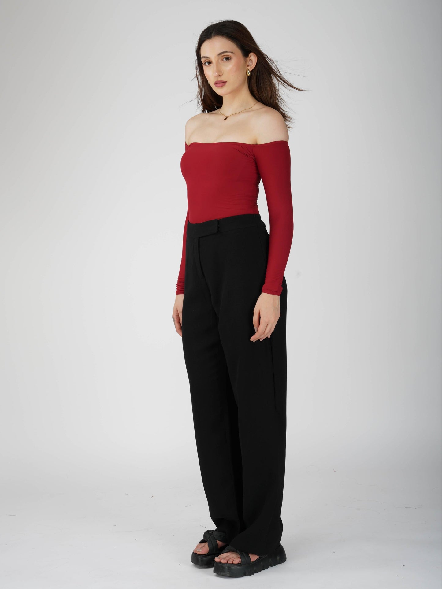 Red Off-Shoulder Bodysuit - Glaze Bodysuit (Cherry)