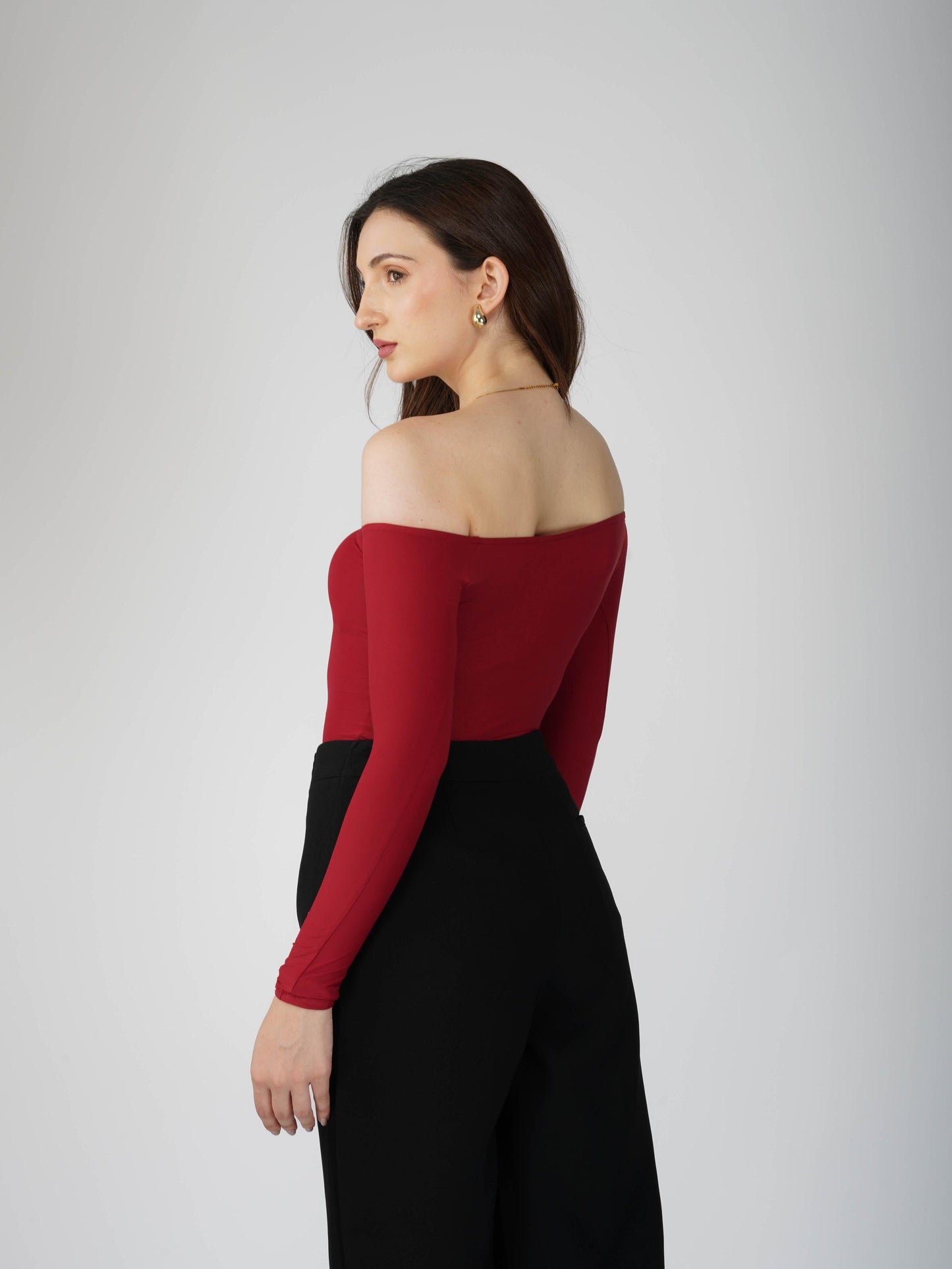 Red Off-Shoulder Bodysuit - Glaze Bodysuit (Cherry)