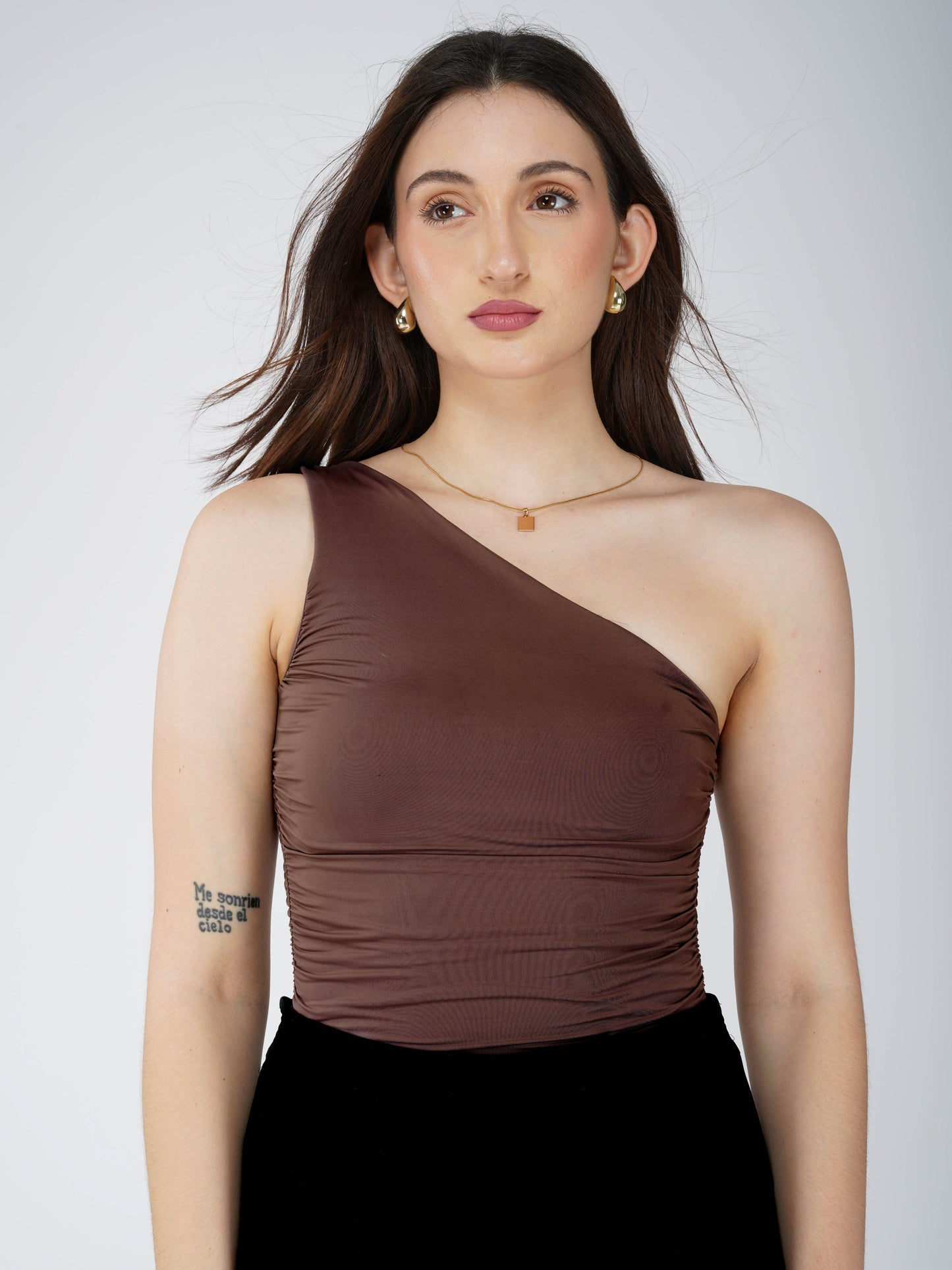 Brown One Shoulder Bodysuit - Halo Bodysuit (Coco)
