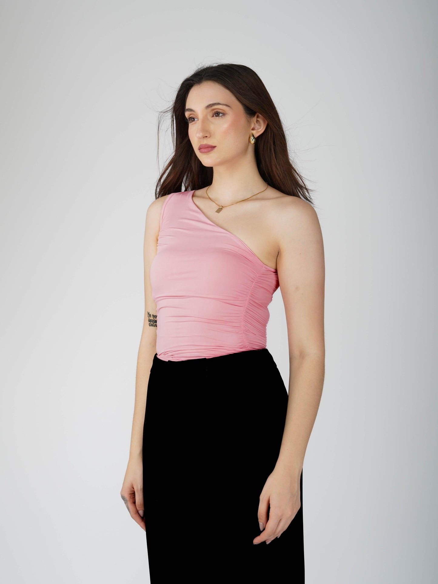 Pink One Shoulder Bodysuit - Halo Bodysuit (Flamingo)