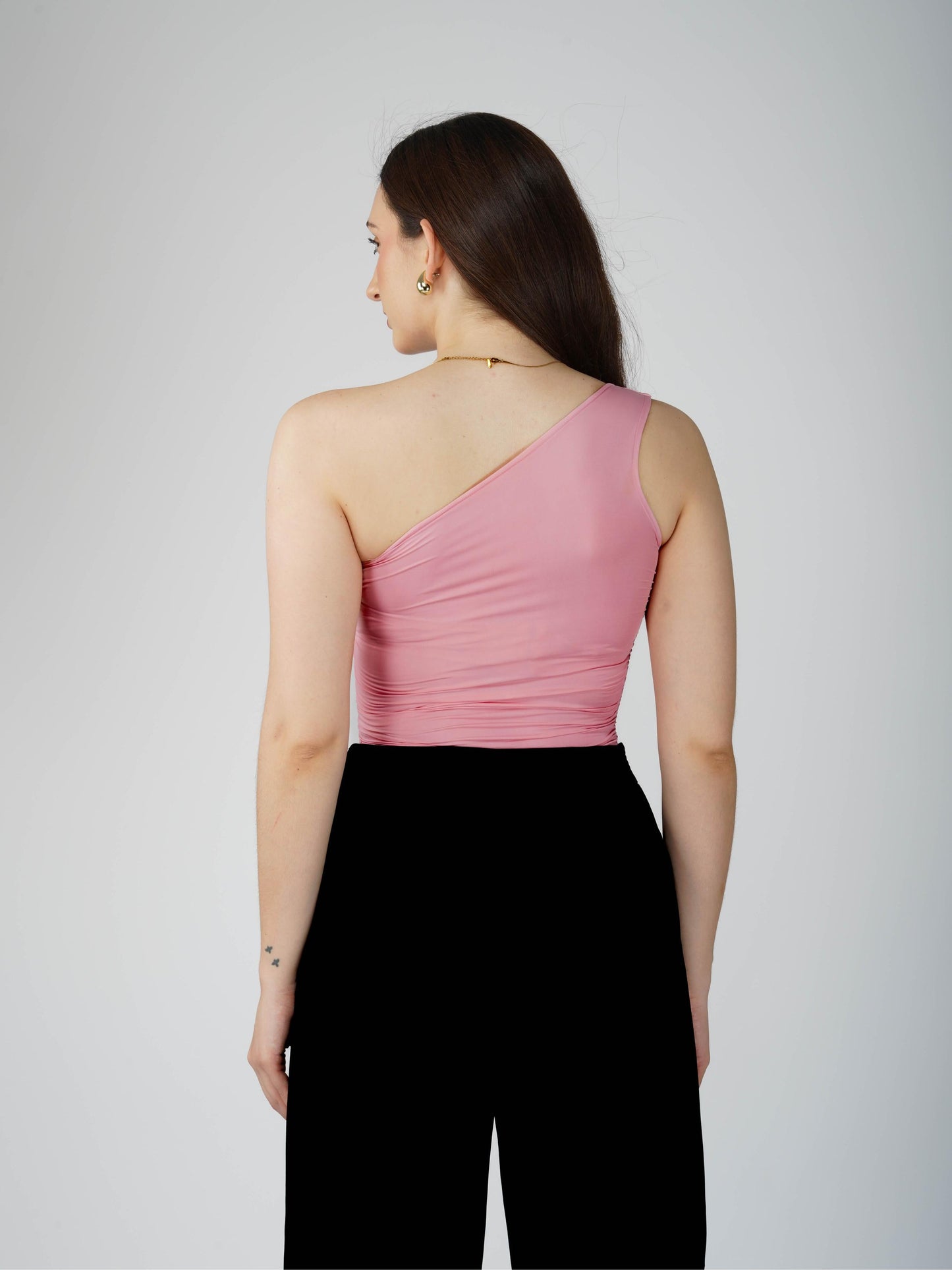 Pink One Shoulder Bodysuit - Halo Bodysuit (Flamingo)