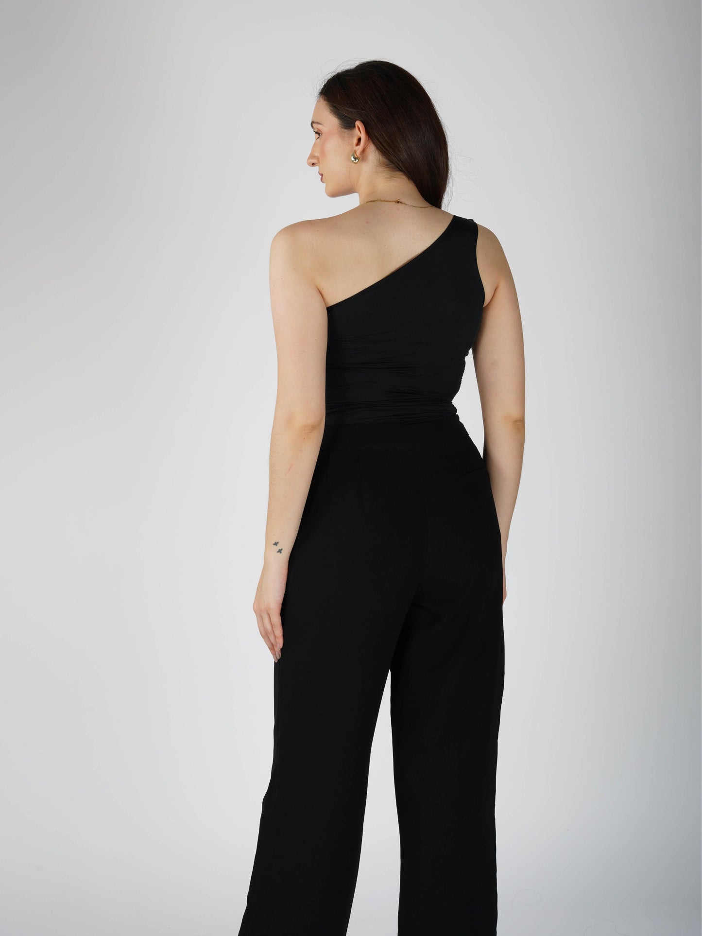 Black One Shoulder Bodysuit - Halo Bodysuit (Onyx)