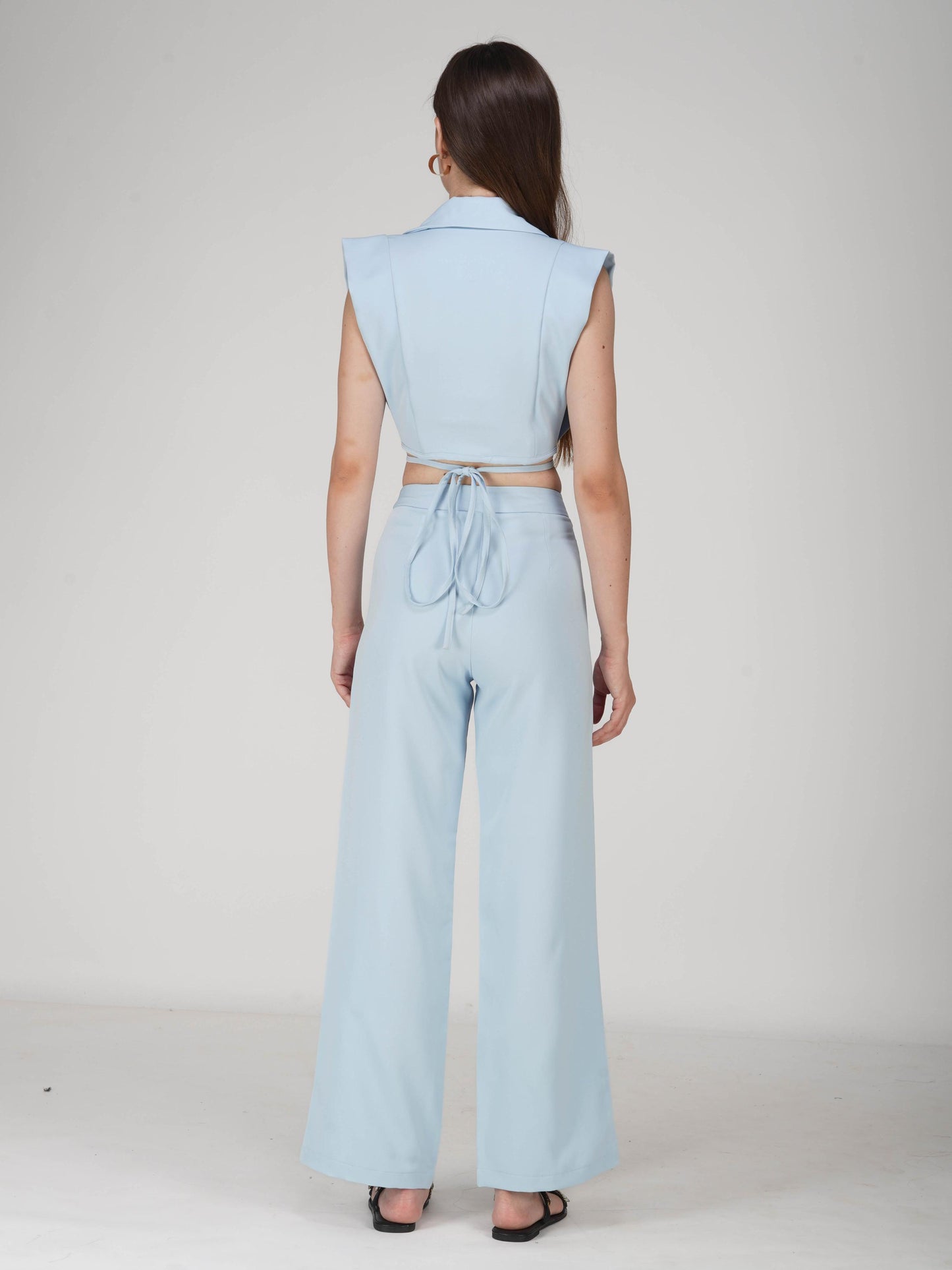 Blue Overlap Crop Blazer Set - Lucid Set (Sky)
