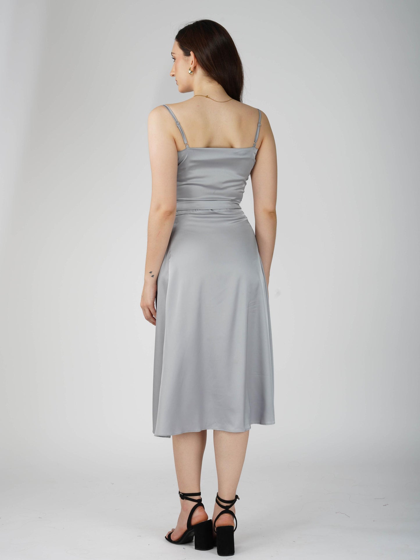 Grey Cowl Neck Top + skirt Set - Lush Set (Ash)