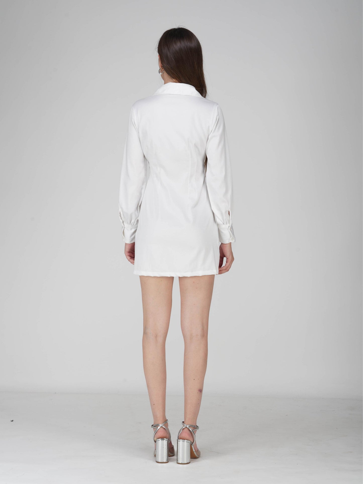 White Corset Illusion Shirt Dress - Vivid Dress (Dove)