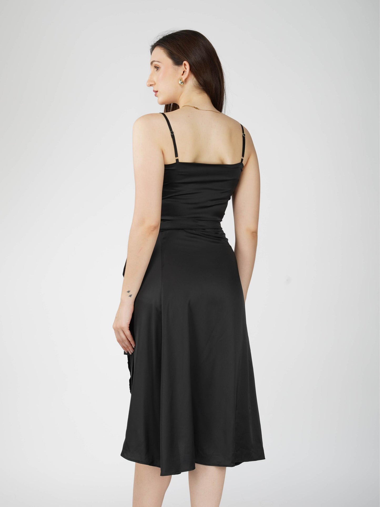 Black Cowl Neck Top + skirt  Set - Lush Set (Onyx)