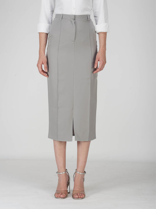 Grey Tailored Slit Skirt - Tide Skirt (Ash)